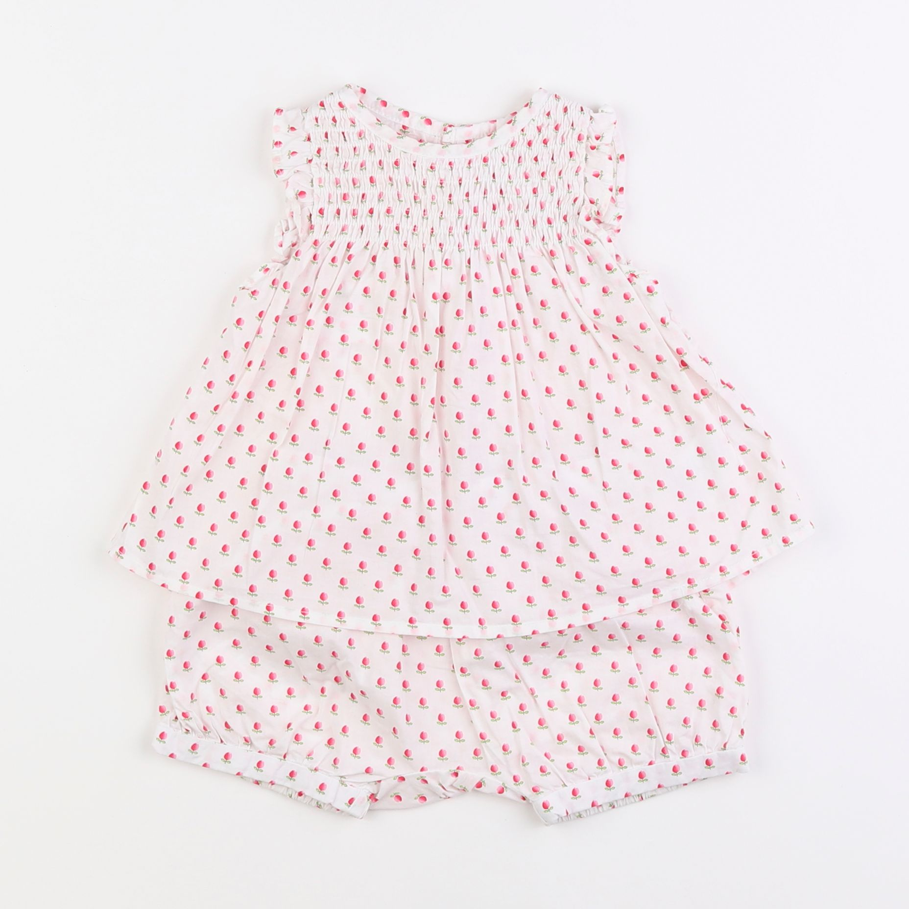 Jacadi - ensemble blanc, rose - 12 mois