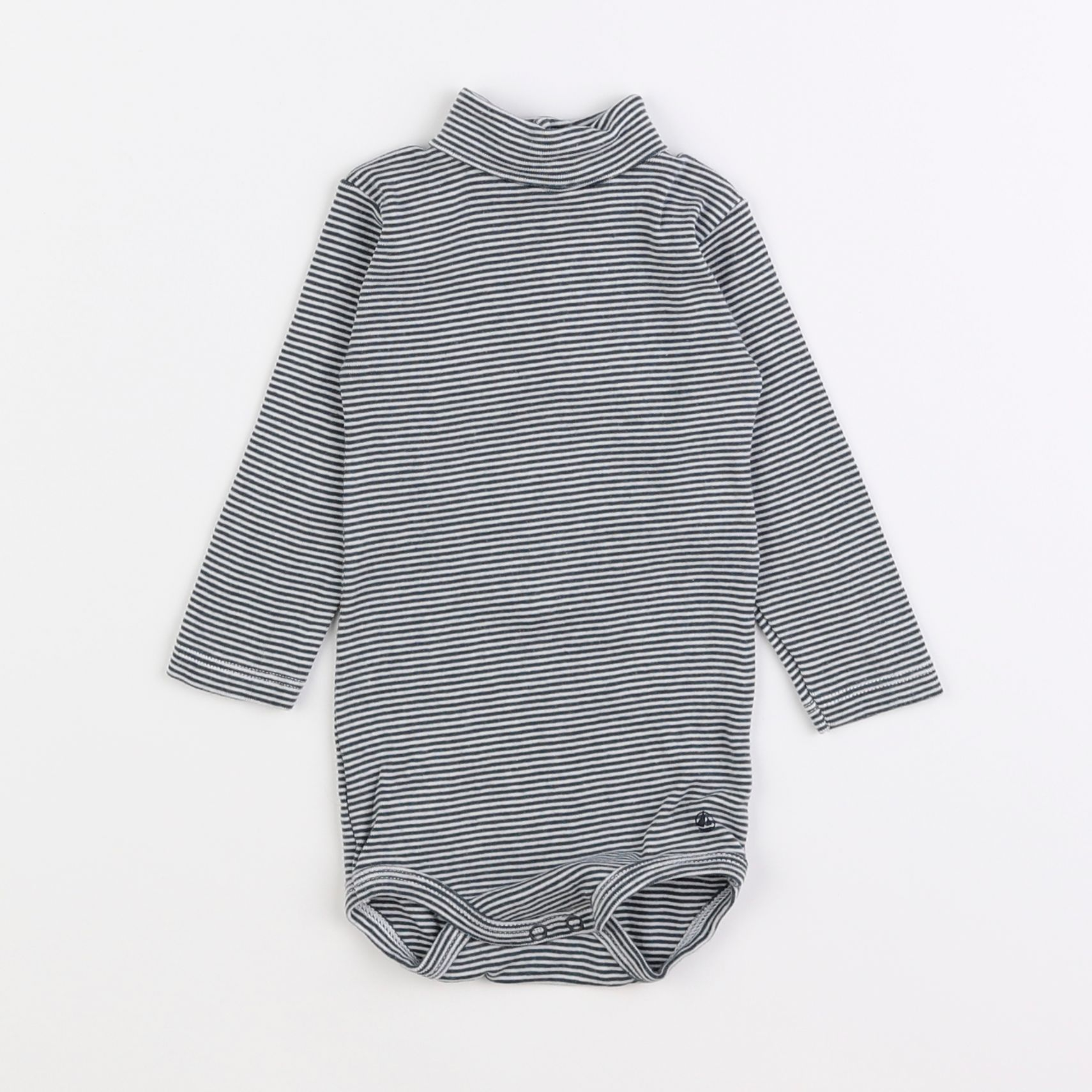 Petit Bateau - body à col gris - 6 mois