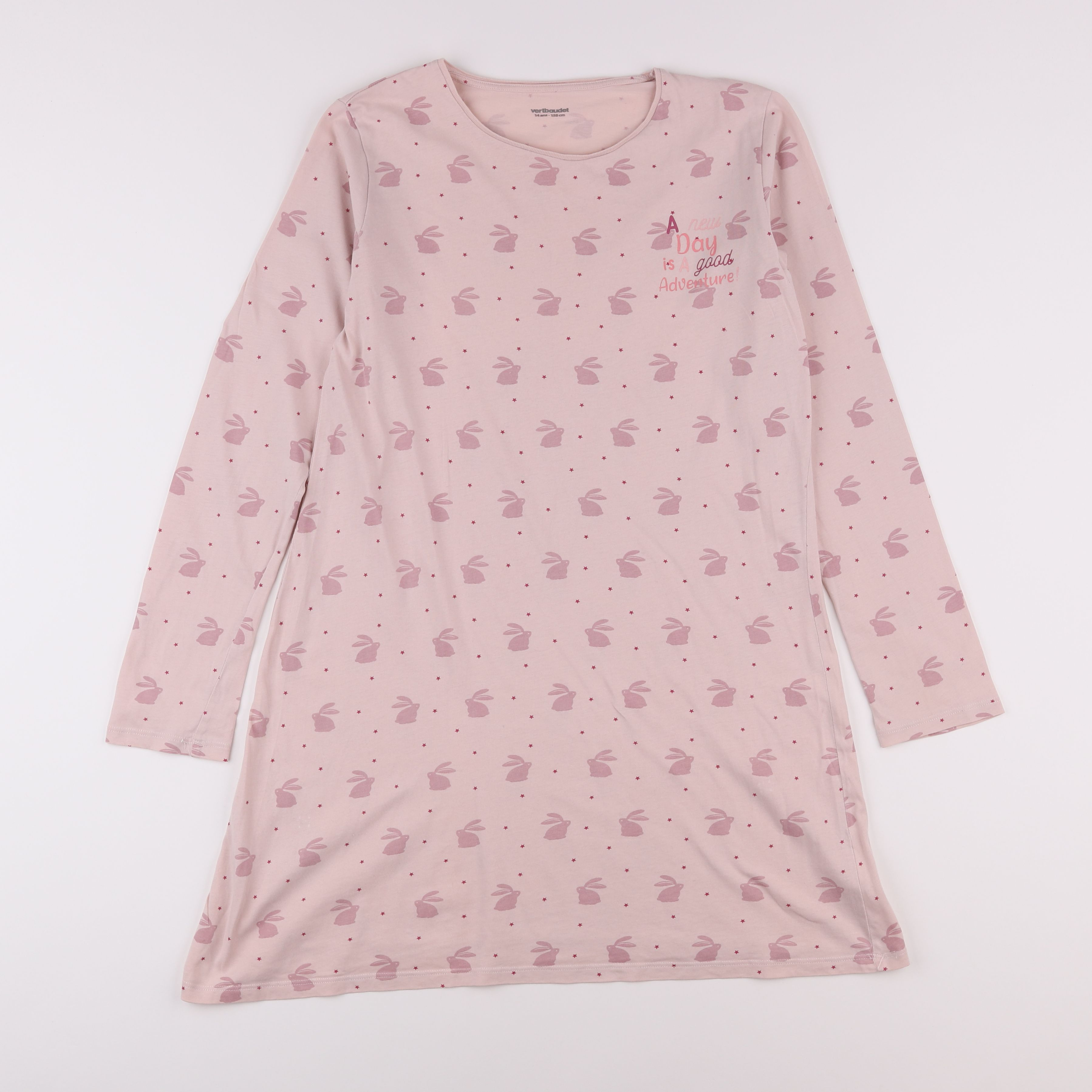 Vertbaudet - chemise de nuit coton rose - 14 ans