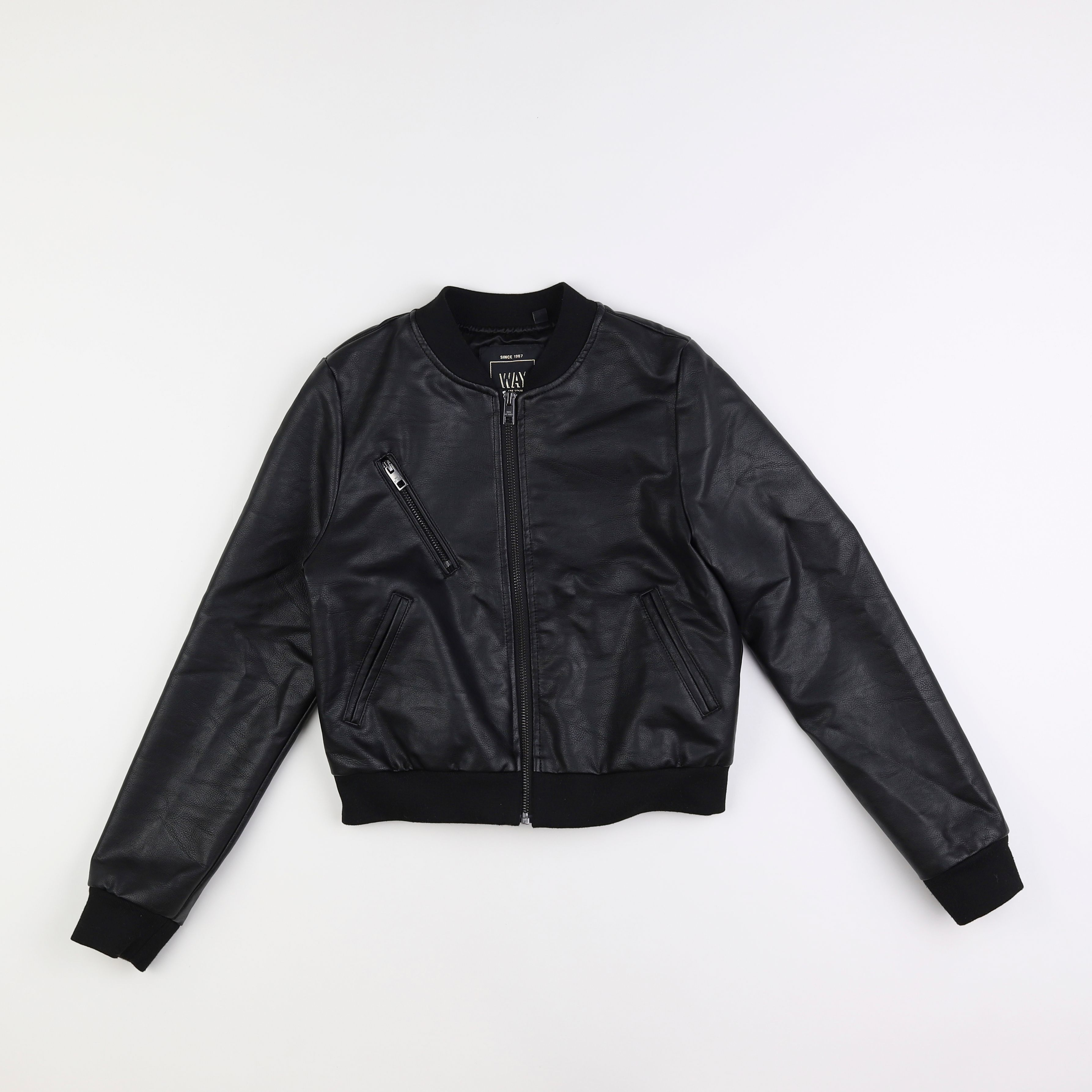 IKKS - veste simili cuir noir - 12 ans