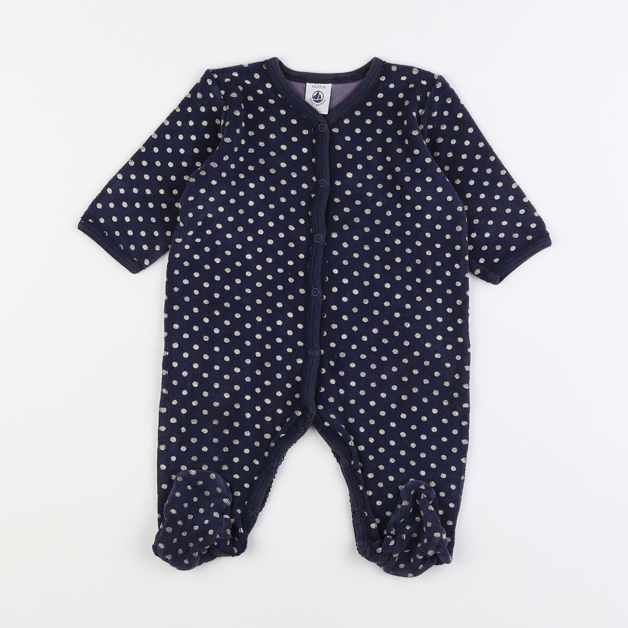 Petit Bateau - pyjama coton bleu - 6 mois