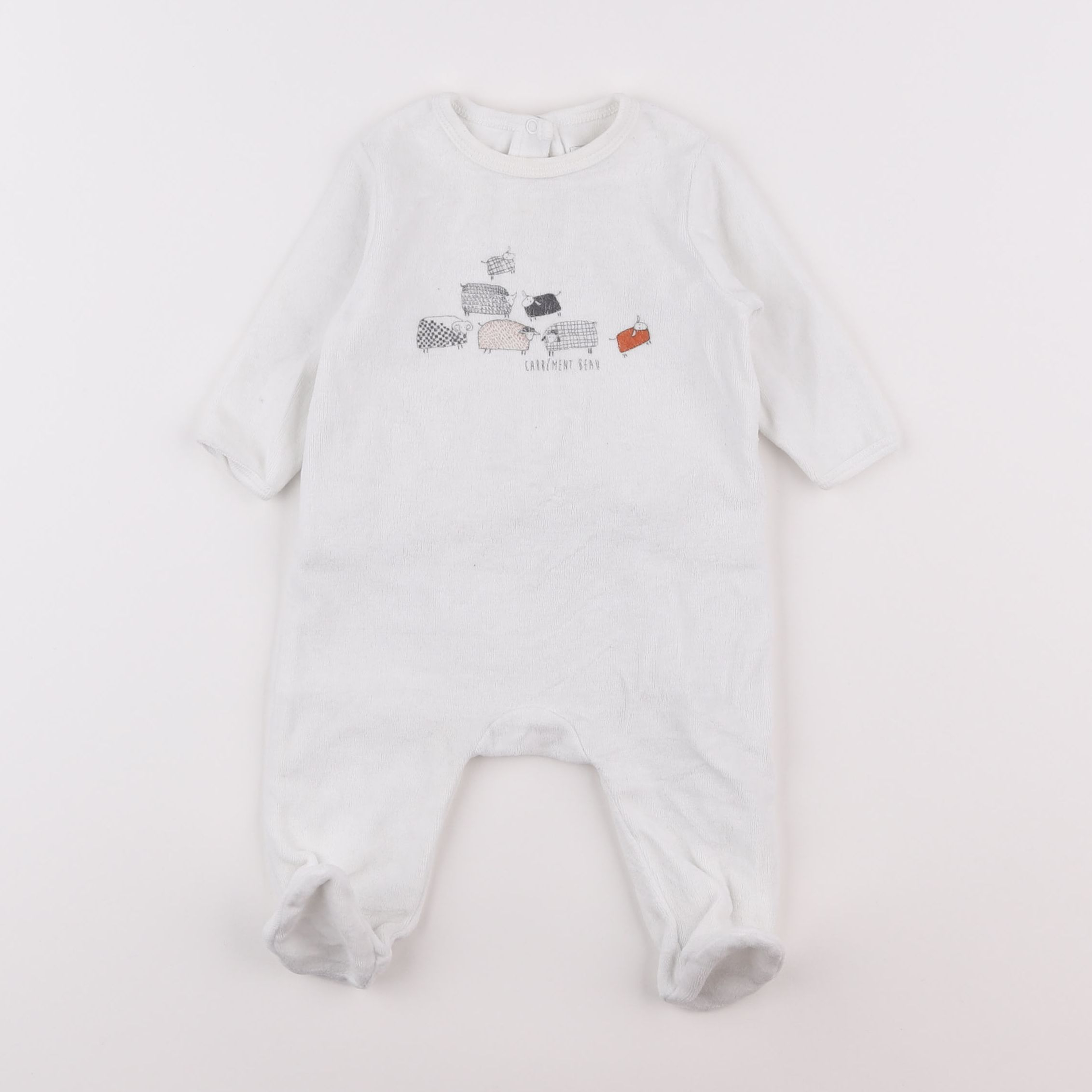 Carrément Beau - pyjama velours blanc - 3 mois