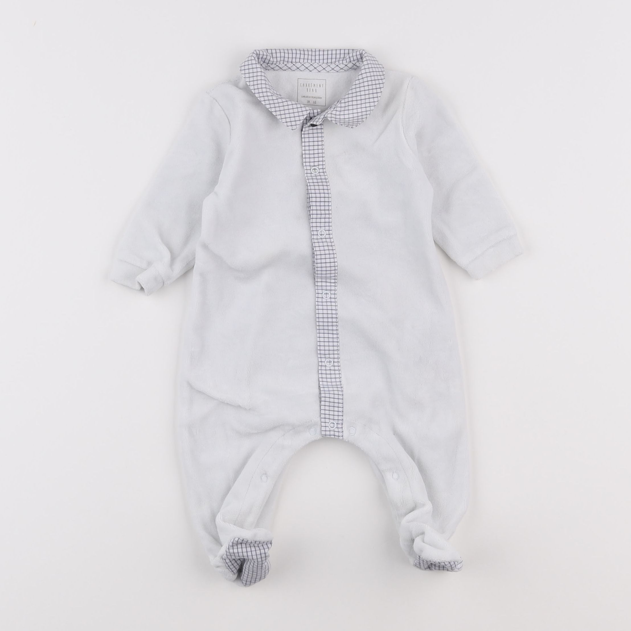 Carrément Beau - pyjama velours gris - 3 mois