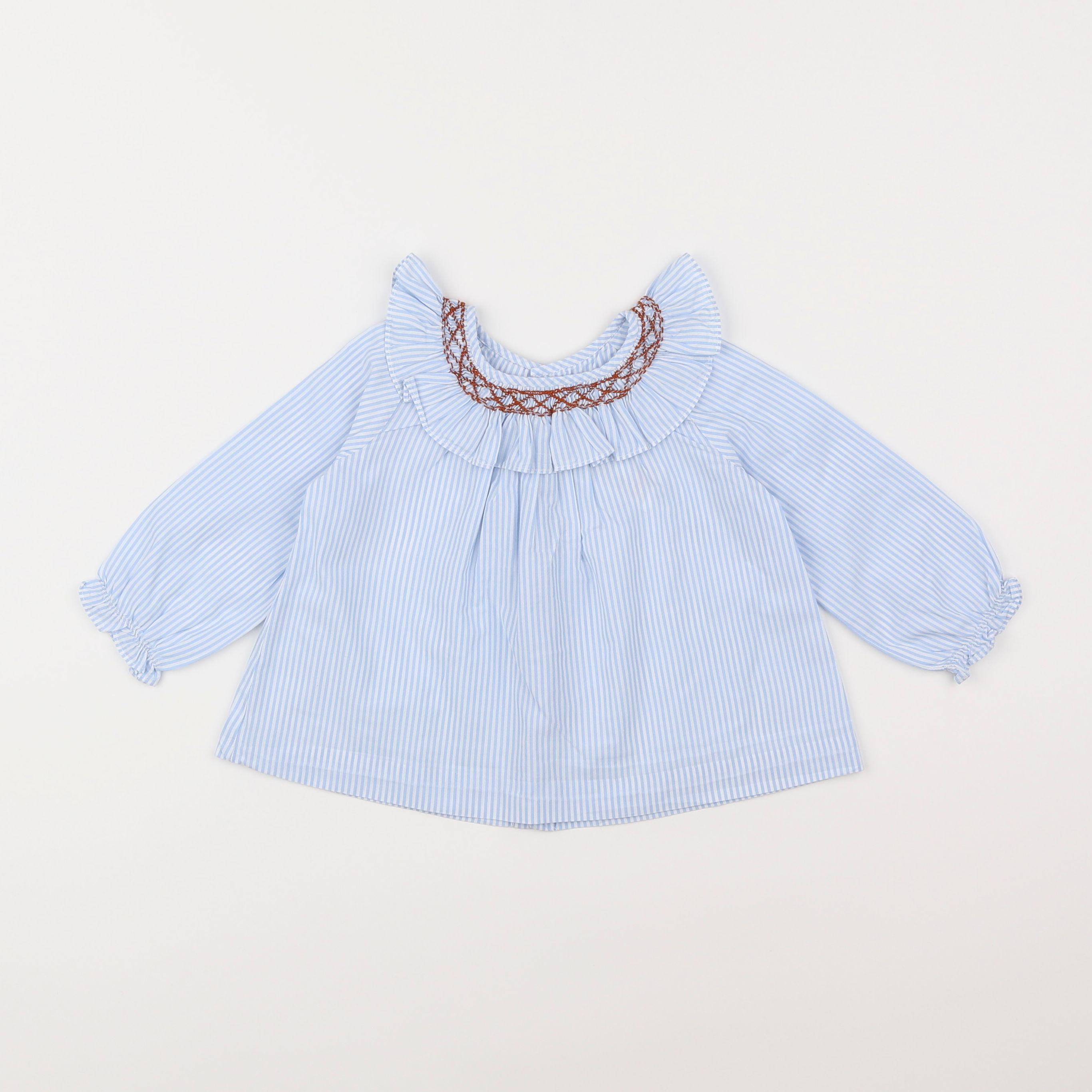 Jacadi - blouse blanc, bleu - 18 mois