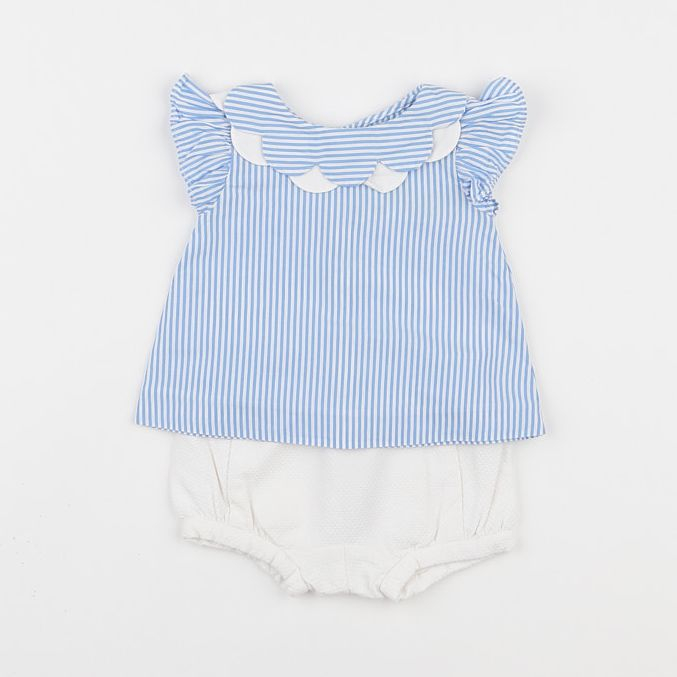 Jacadi - ensemble blanc, bleu - 1 mois