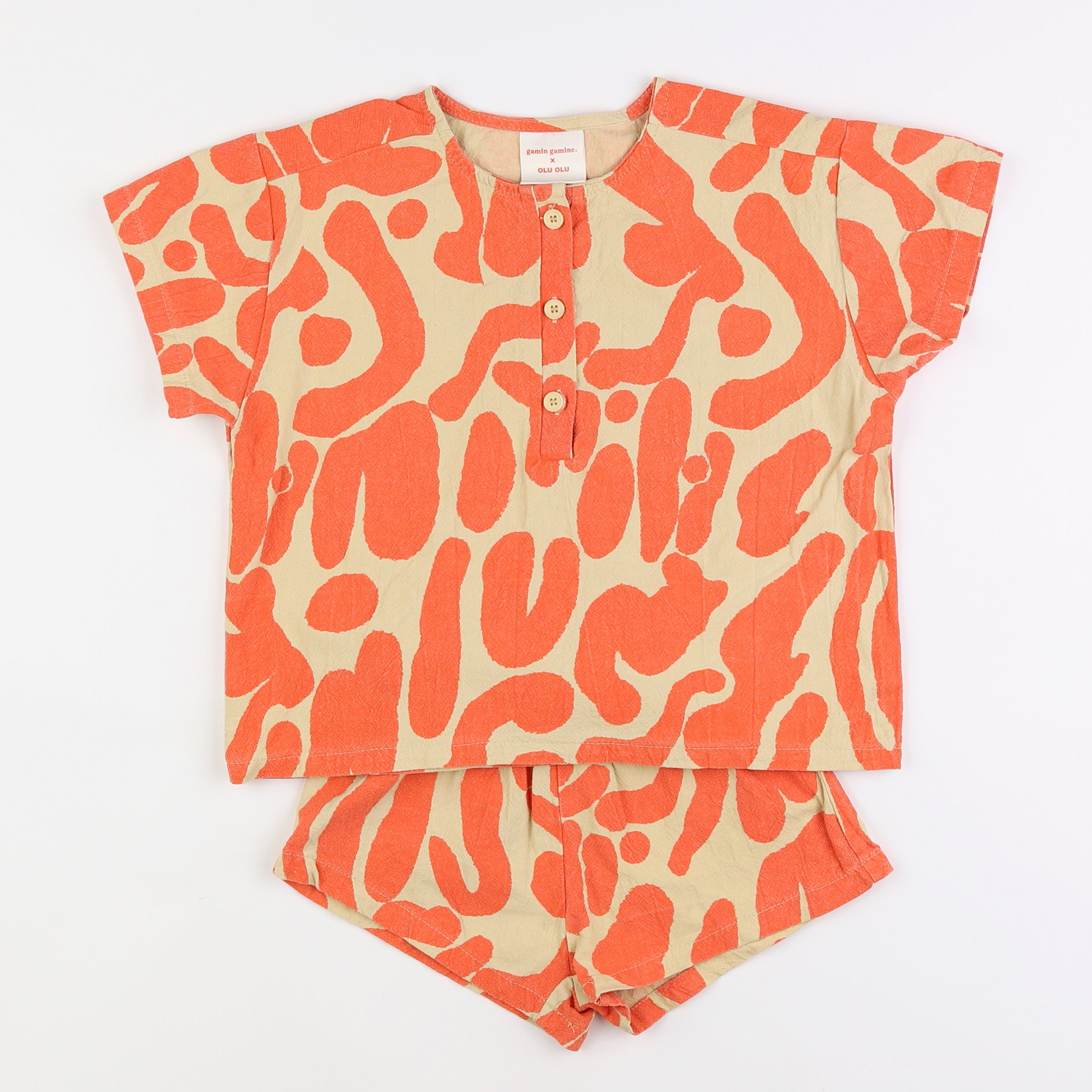 Gamin gamine - ensemble orange - 3 ans