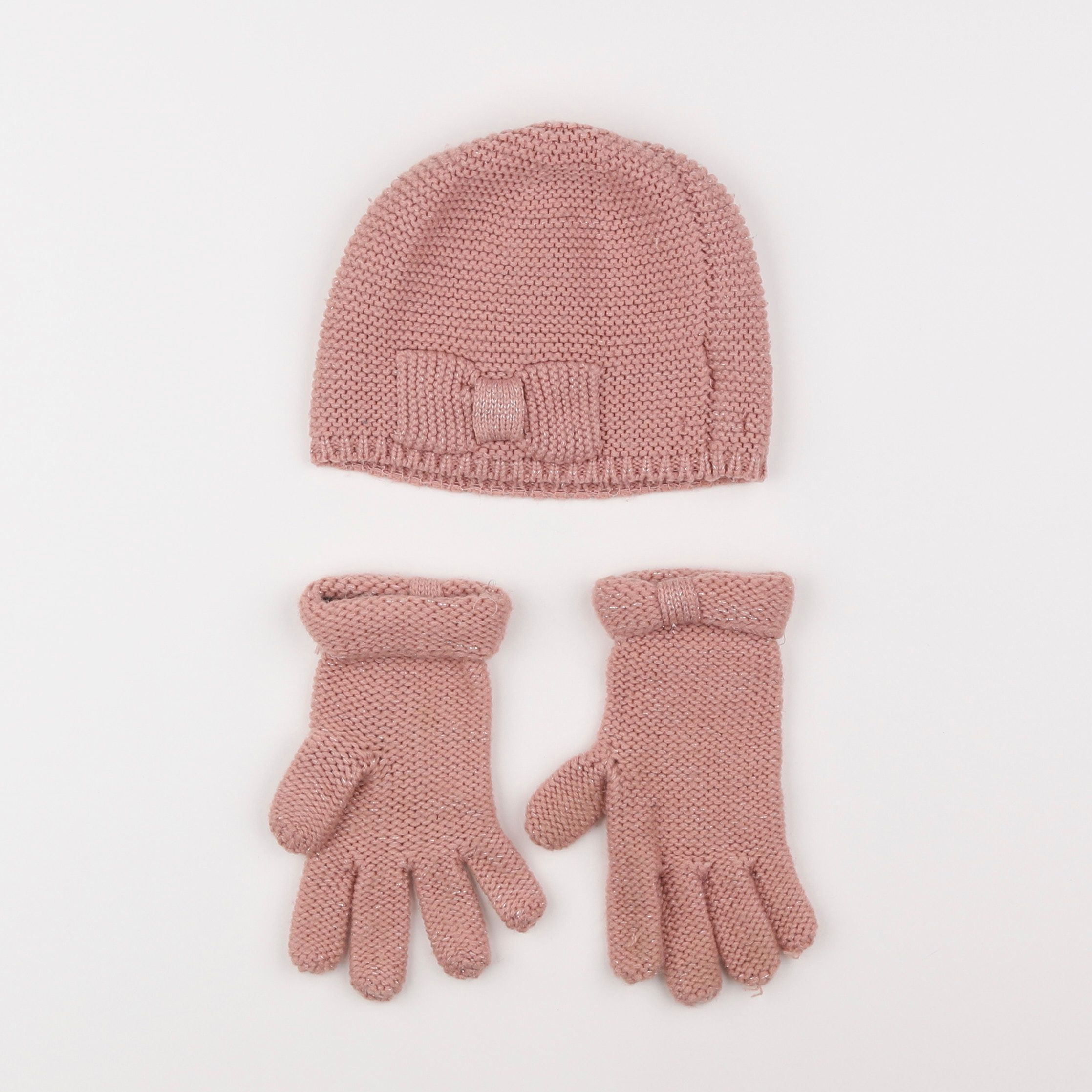 Vertbaudet - ensemble bonnet/moufles rose - 14 ans