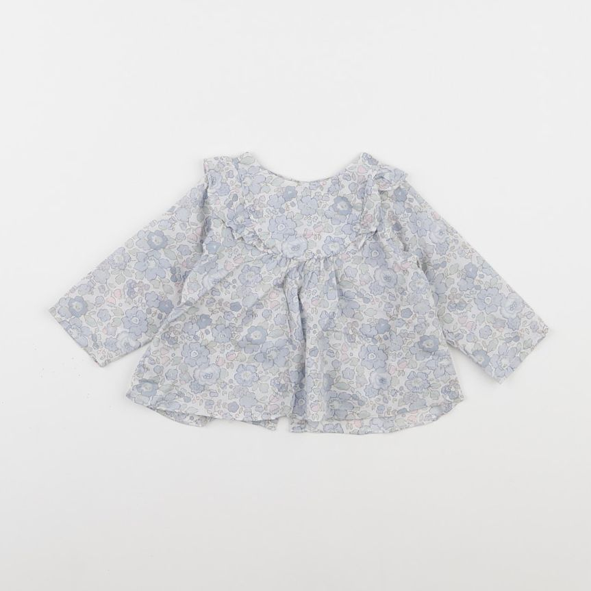 Jacadi - blouse liberty bleu, blanc - 9 mois