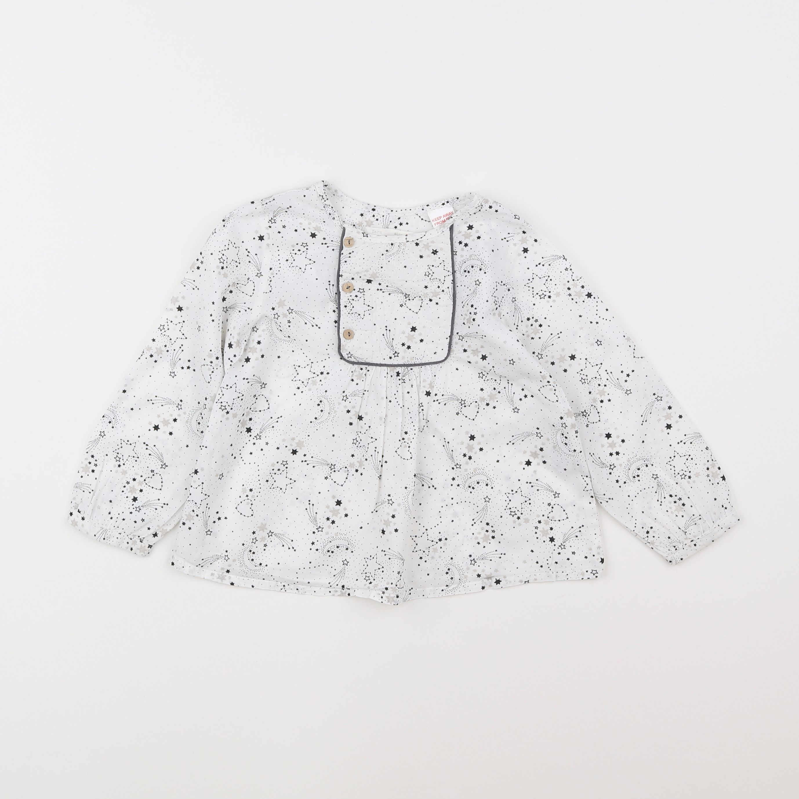 Zara - blouse blanc, noir - 2/3 ans