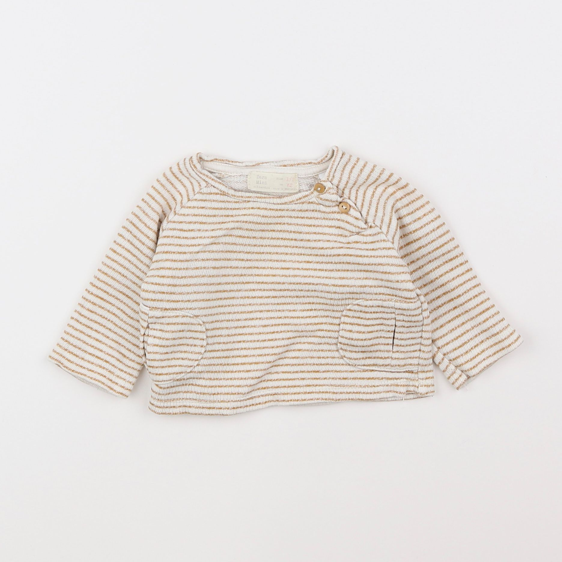 Zara - sweat beige, jaune - 1/3 mois