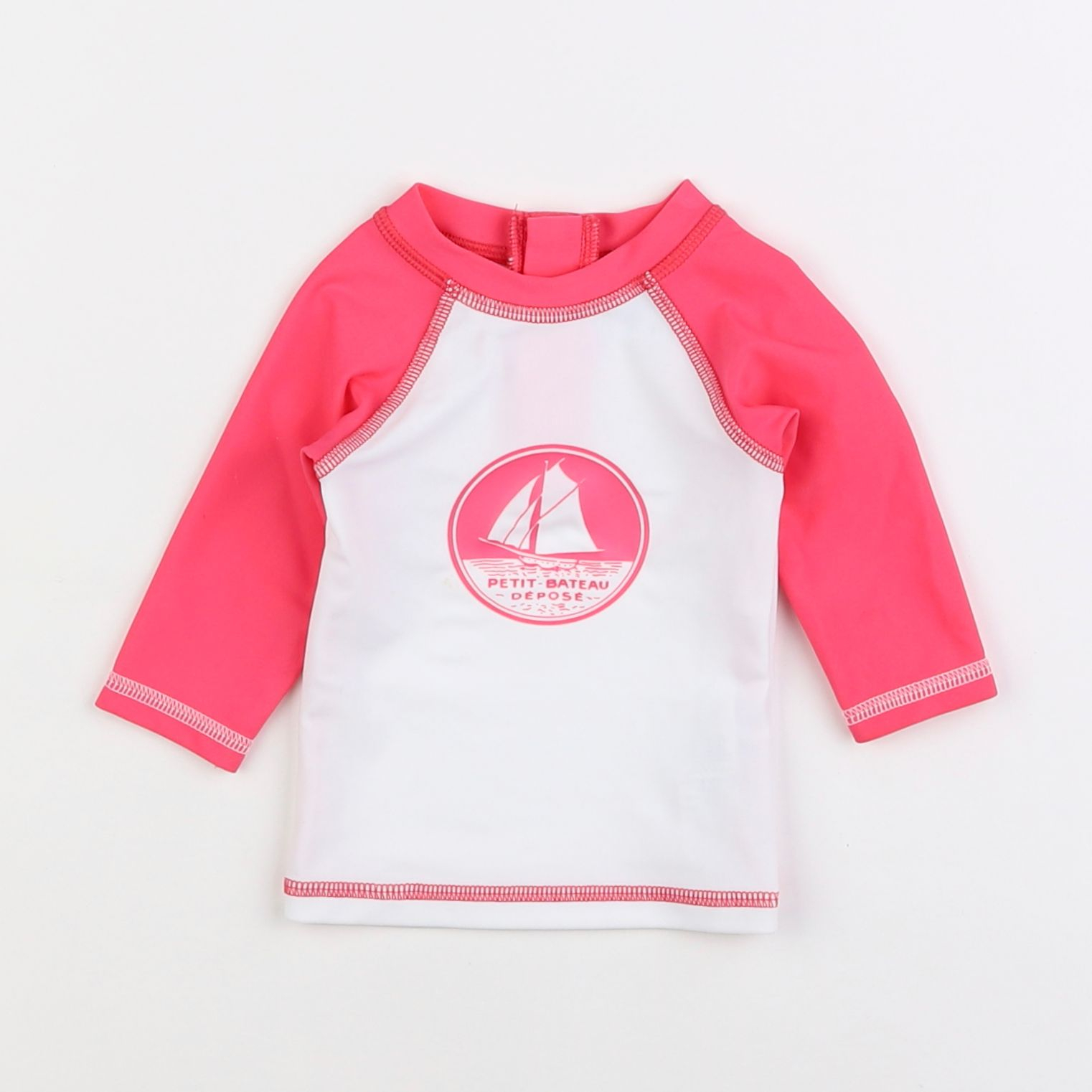 Petit Bateau - tee-shirt de bain blanc, rose - 6 mois