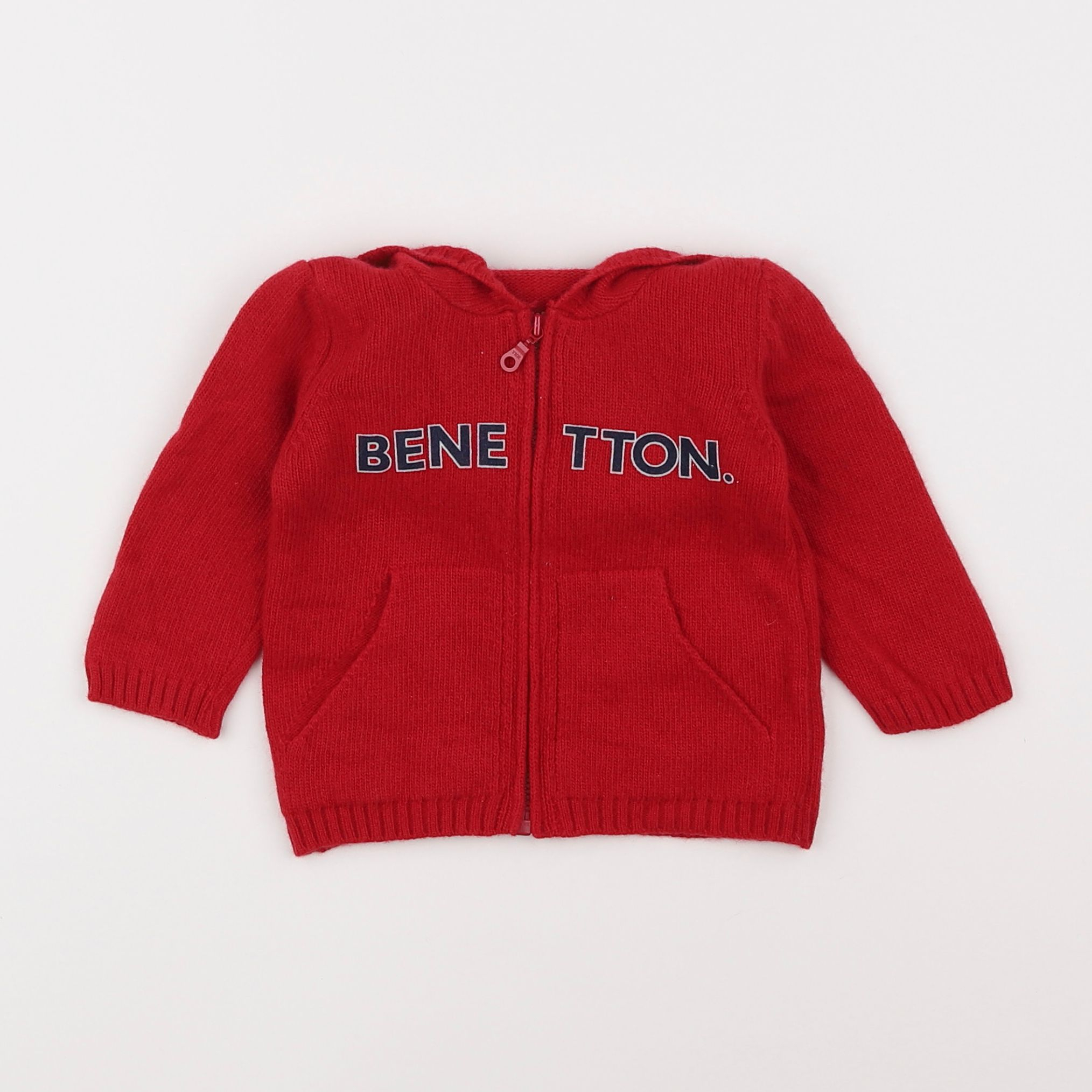 Benetton - gilet rouge - 6/9 mois