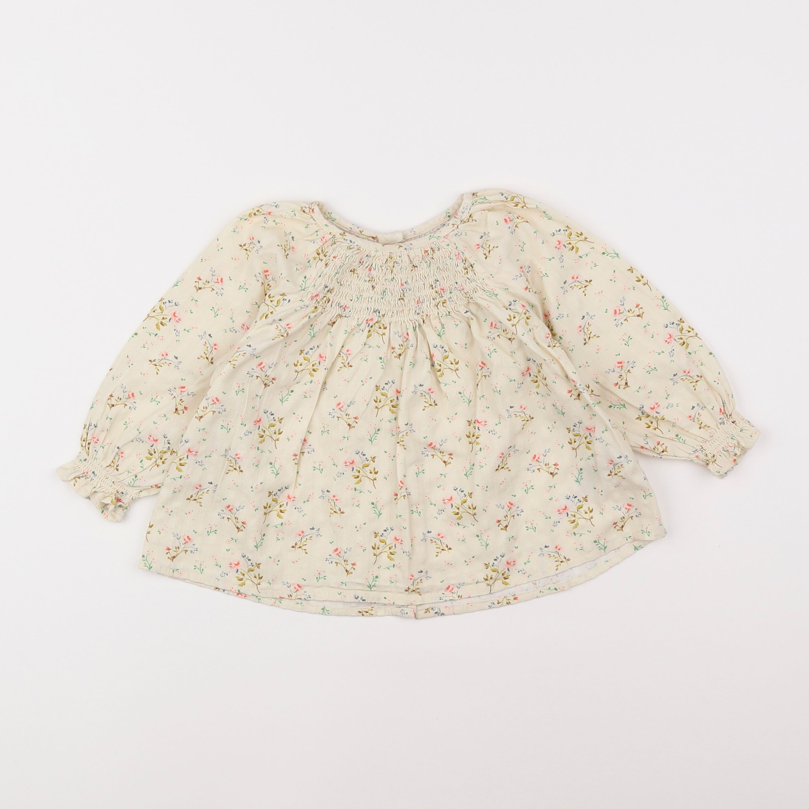 Bonton - blouse beige, rose - 2 ans