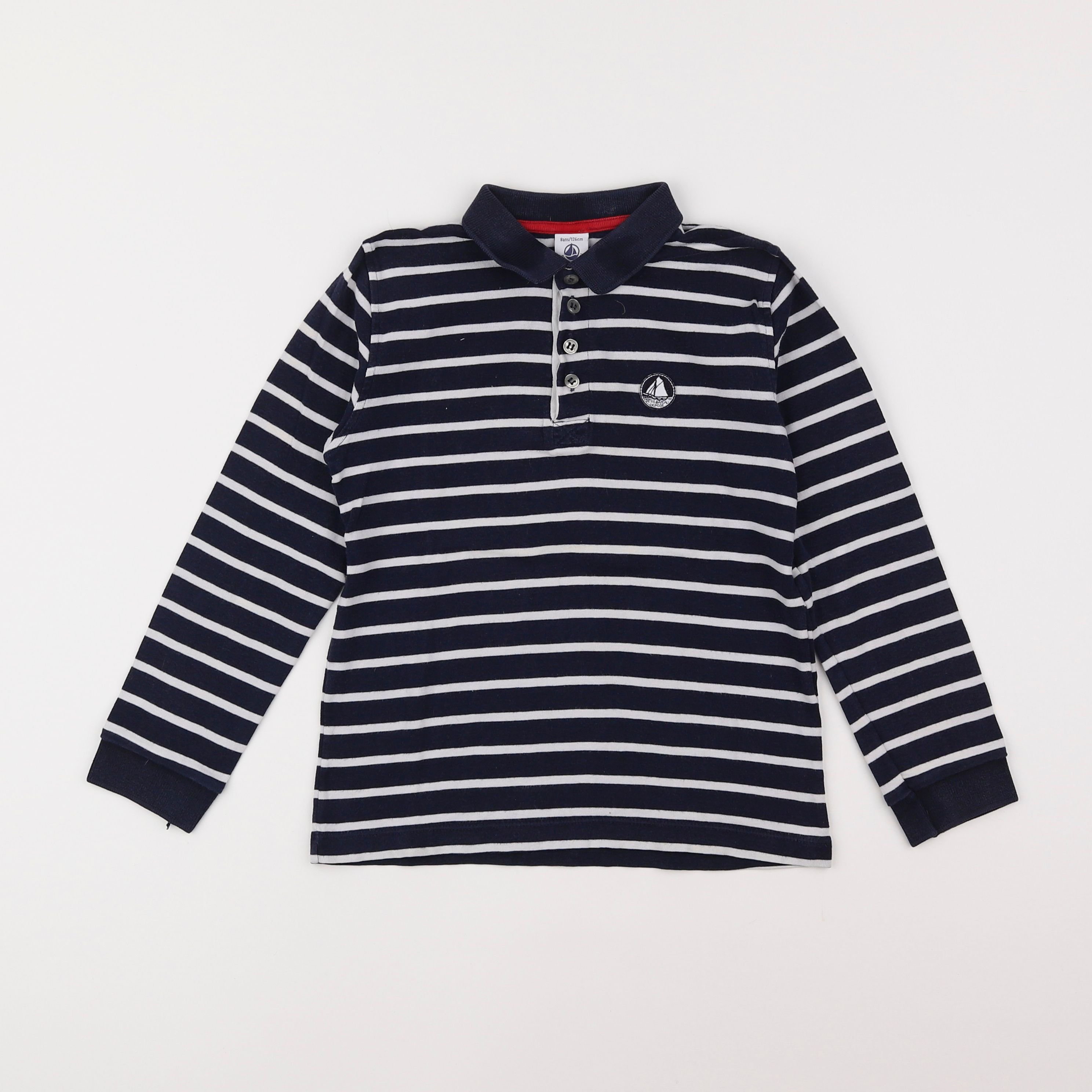 Petit Bateau - polo bleu - 8 ans