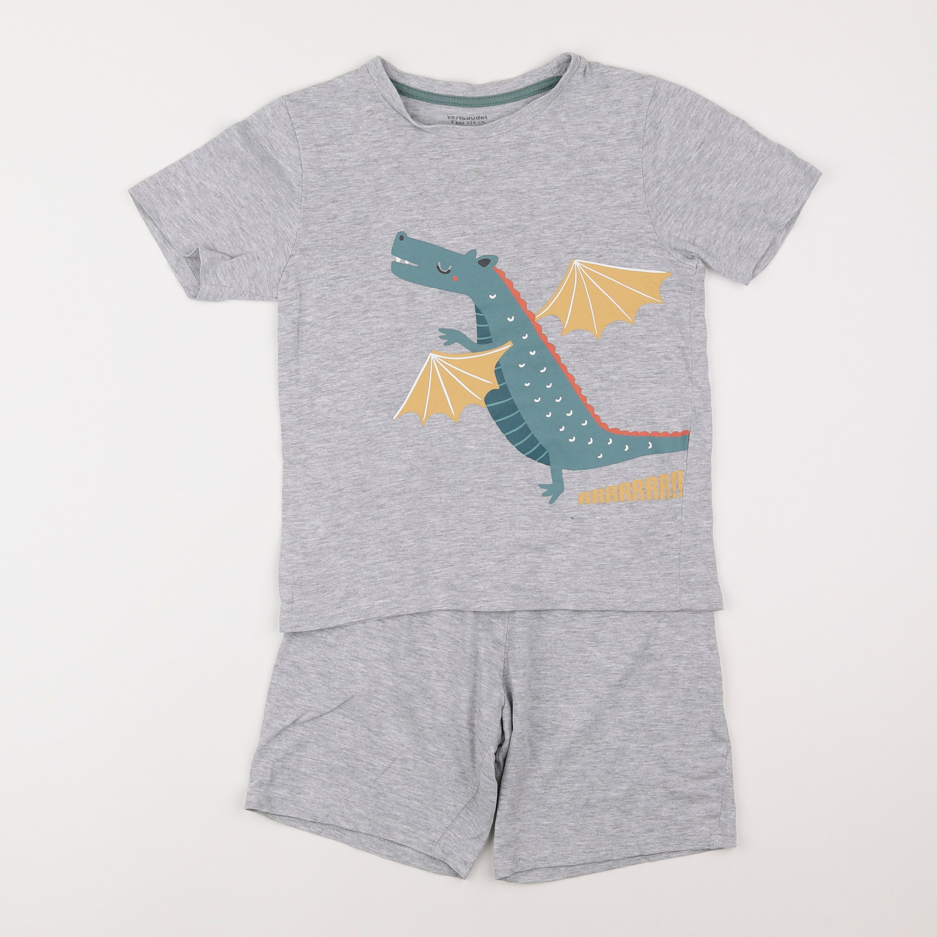 Vertbaudet - pyjama coton gris - 8 ans