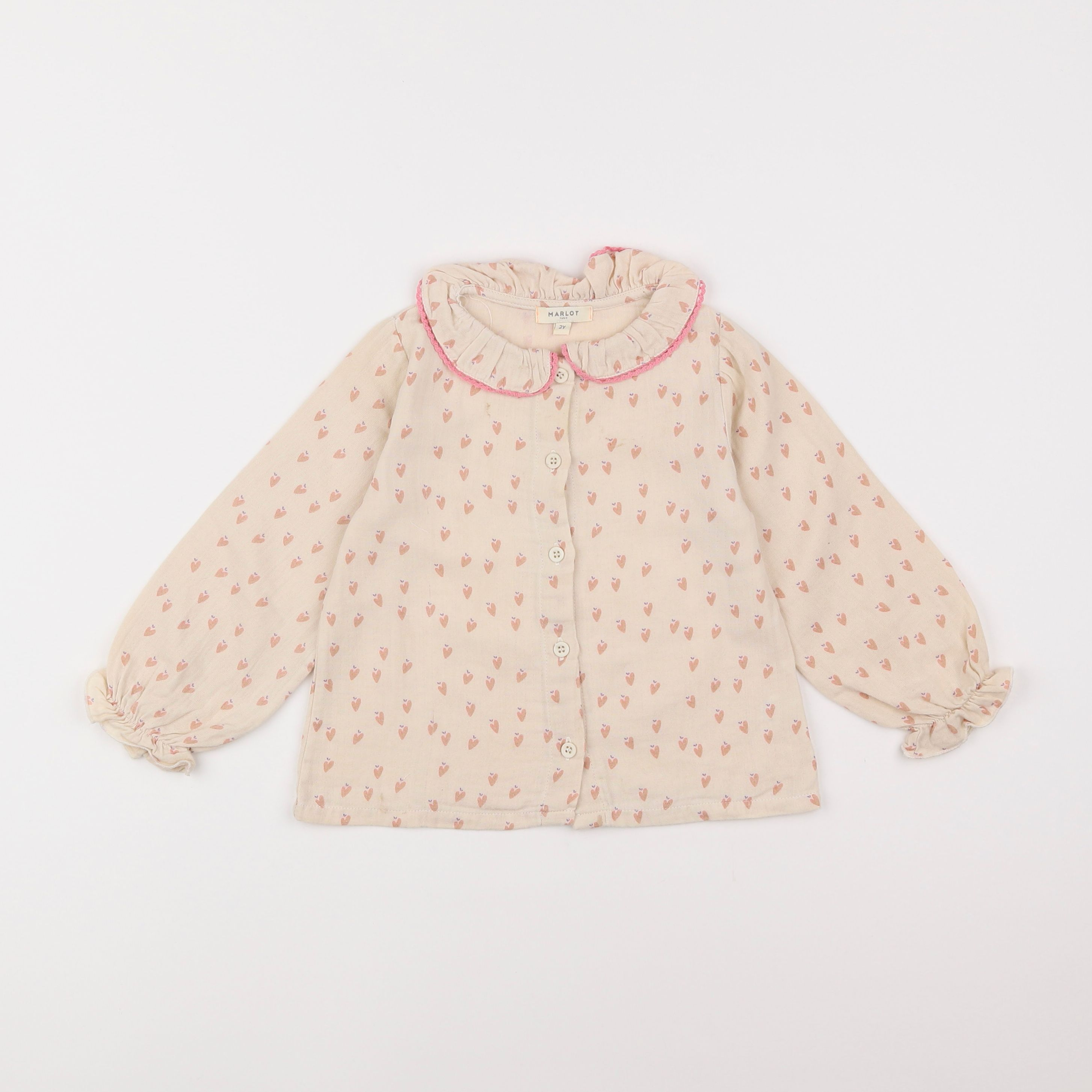 Marlot Paris - blouse beige, rose - 2 ans