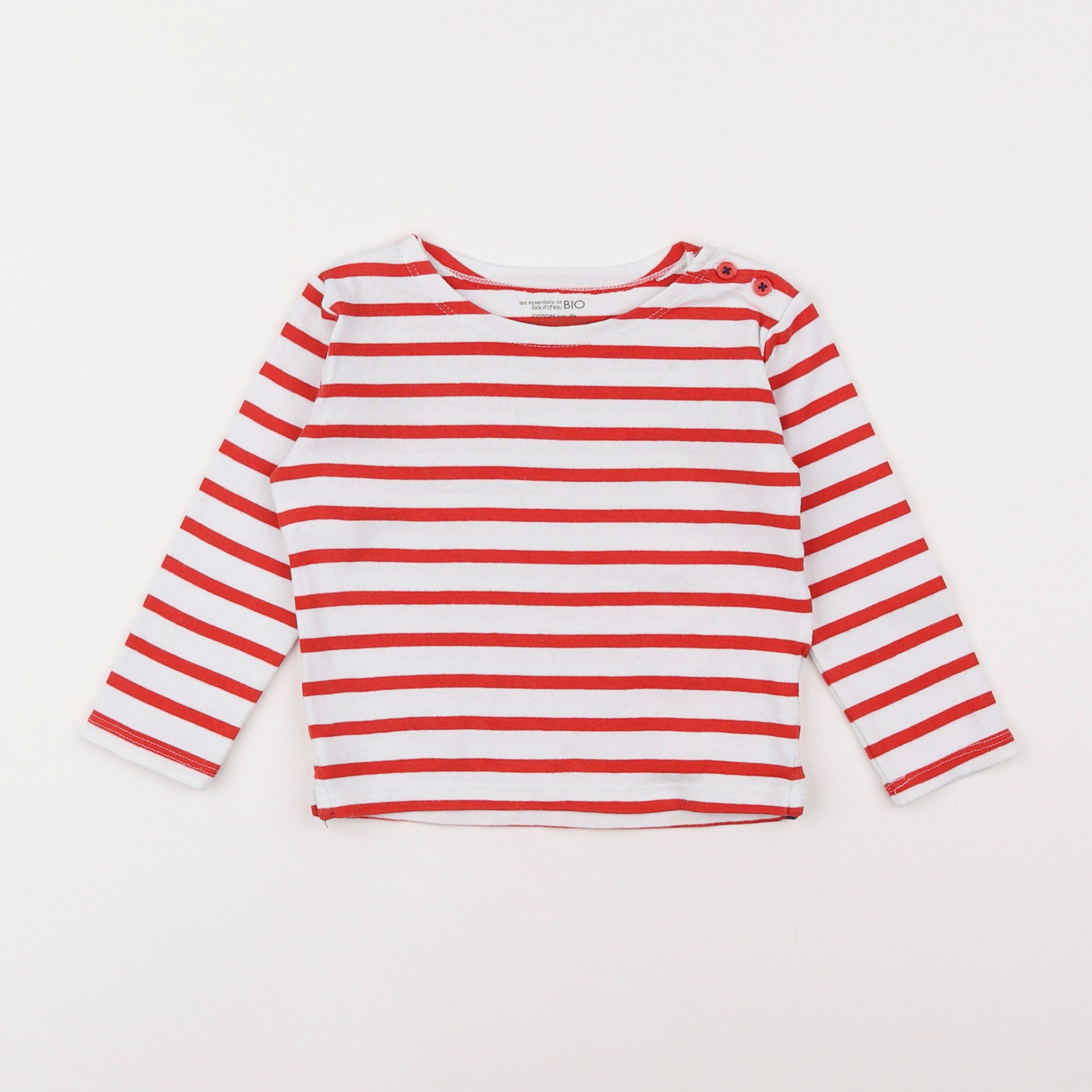 Boutchou - pull blanc, rouge - 2 ans