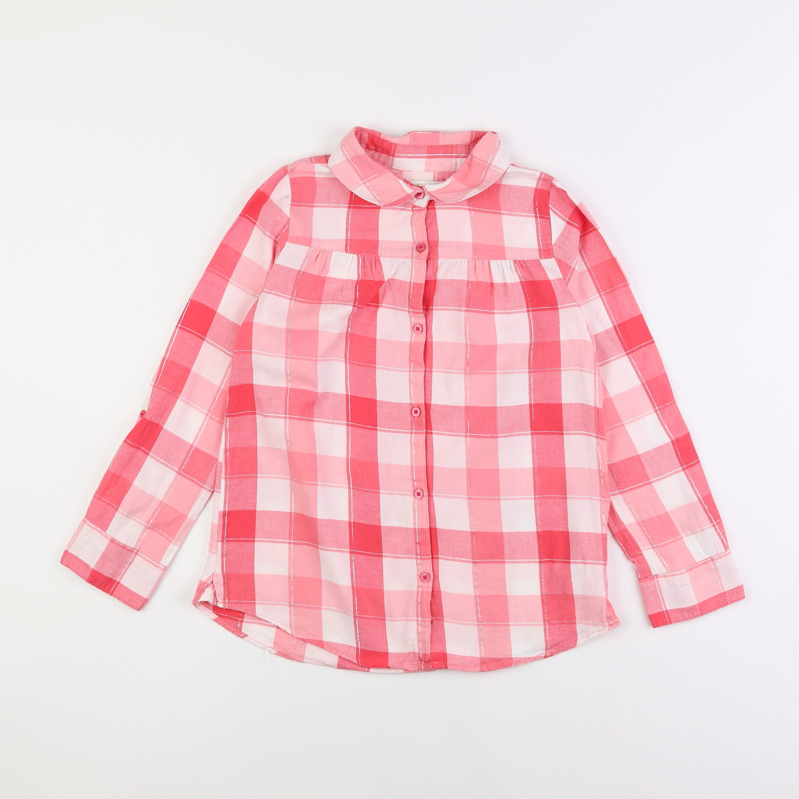 Vertbaudet - chemise blanc, rose - 10 ans