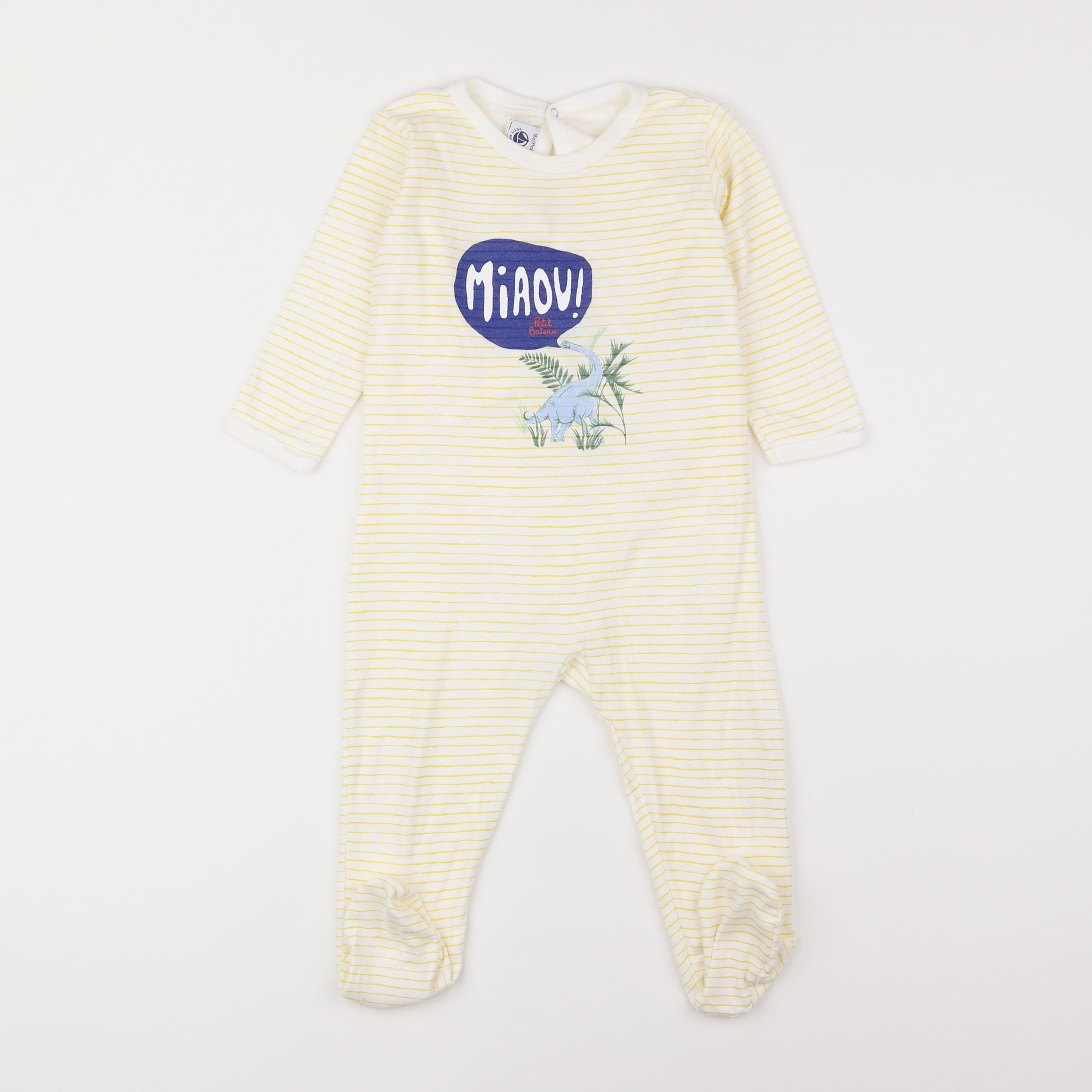 Petit Bateau - pyjama coton blanc, jaune - 18 mois