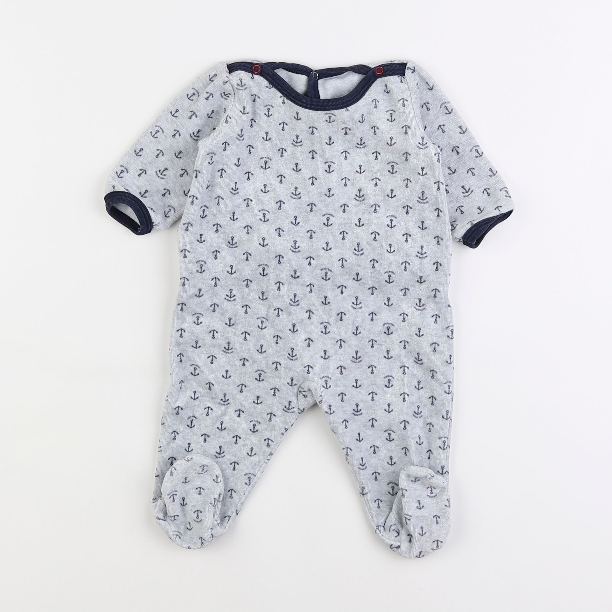 Petit Bateau - pyjama velours gris - 3 mois