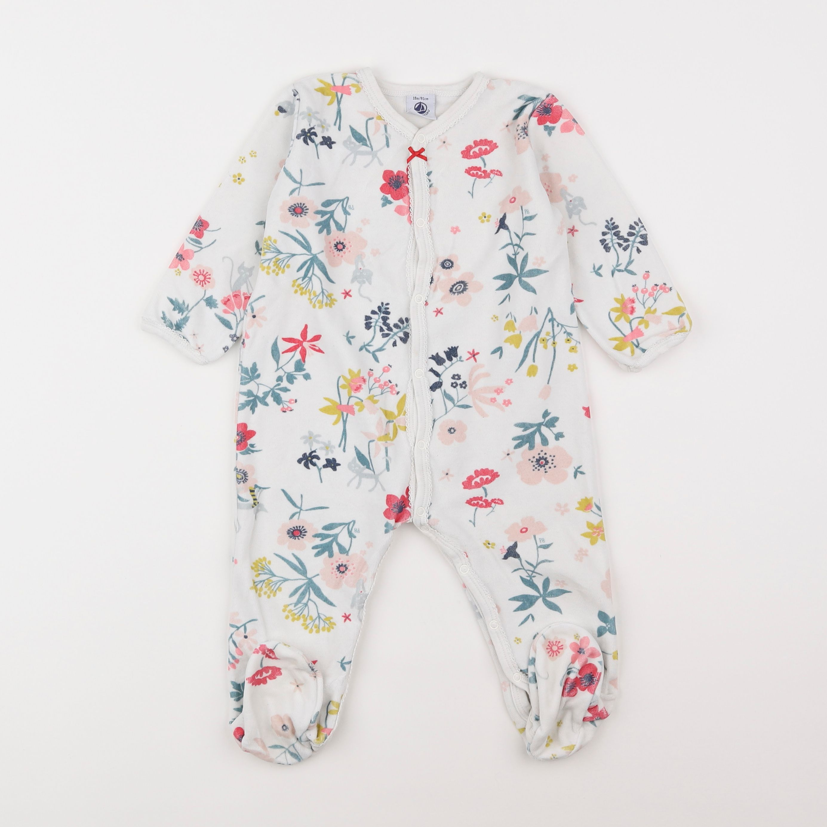 Petit Bateau - pyjama velours blanc - 18 mois