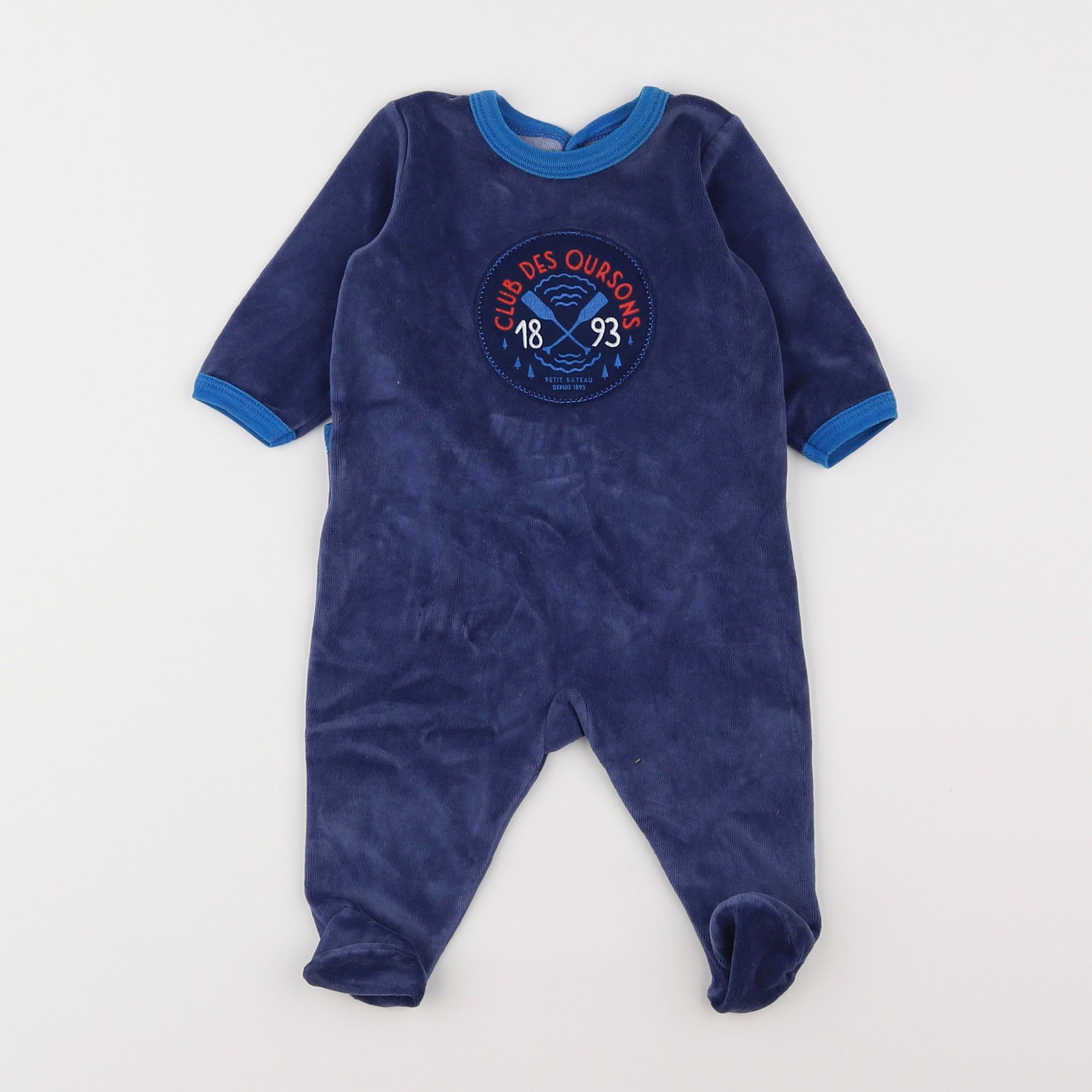 Petit Bateau - pyjama velours bleu - 3 mois