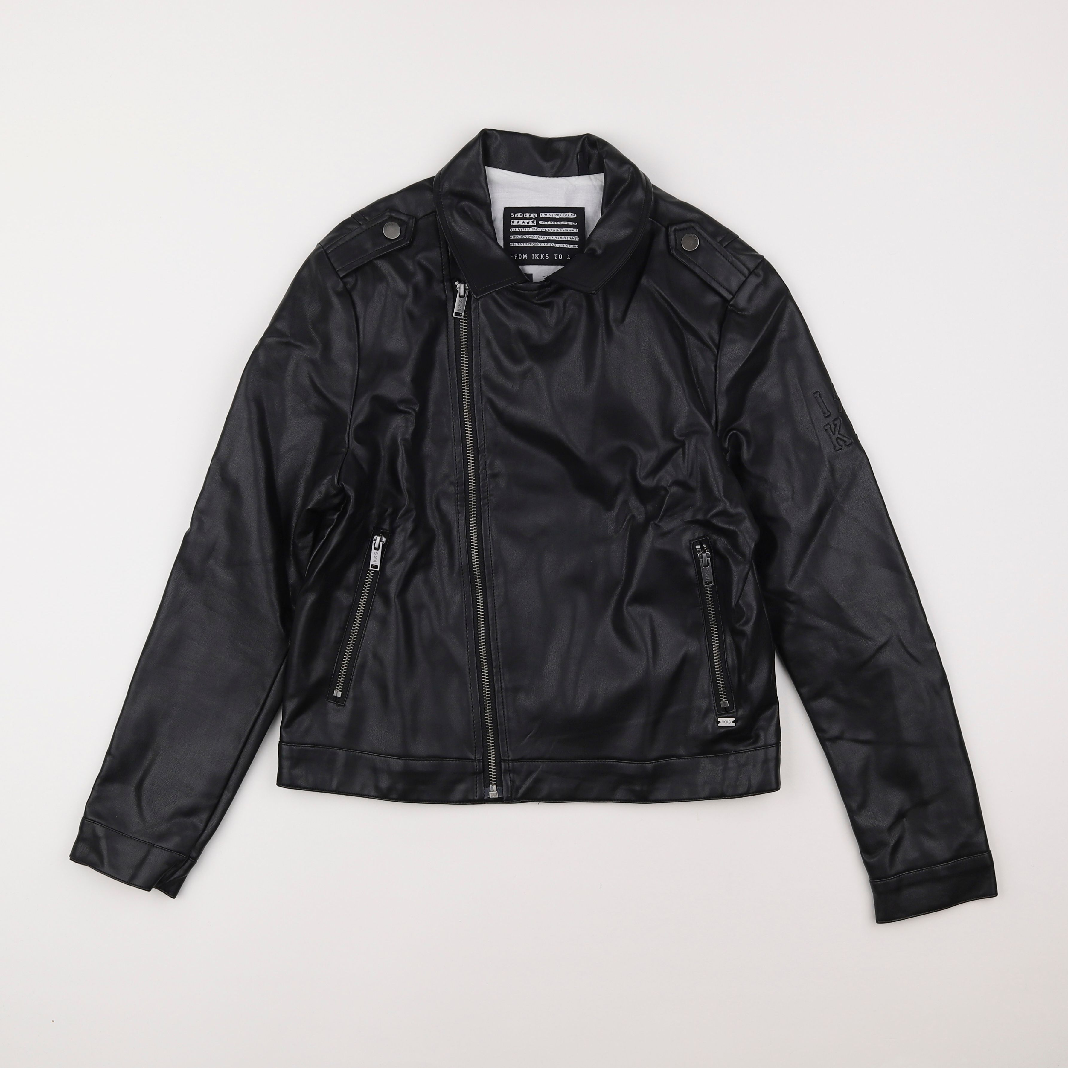 IKKS - veste simili cuir noir - 12 ans