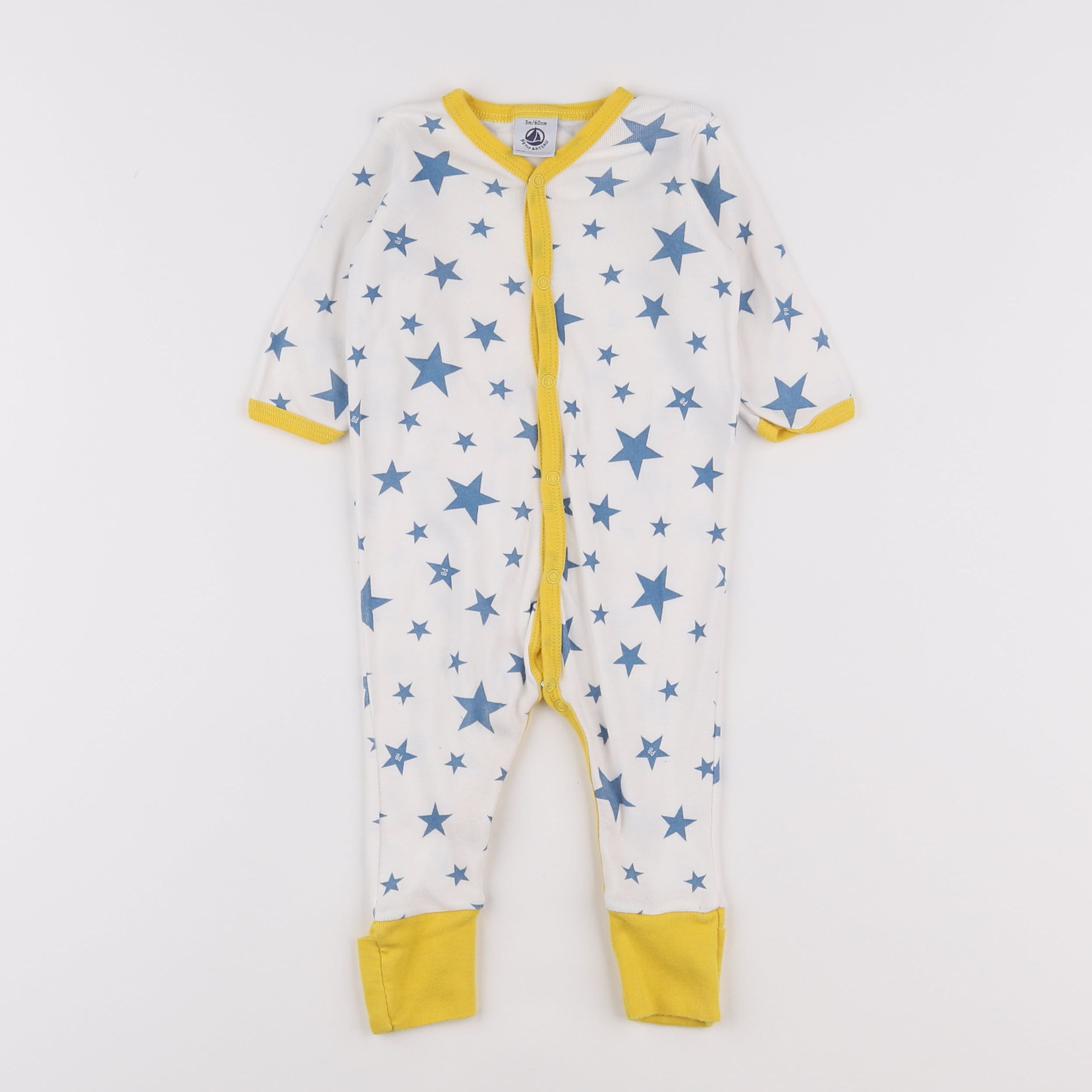 Petit Bateau - pyjama coton blanc - 3 mois