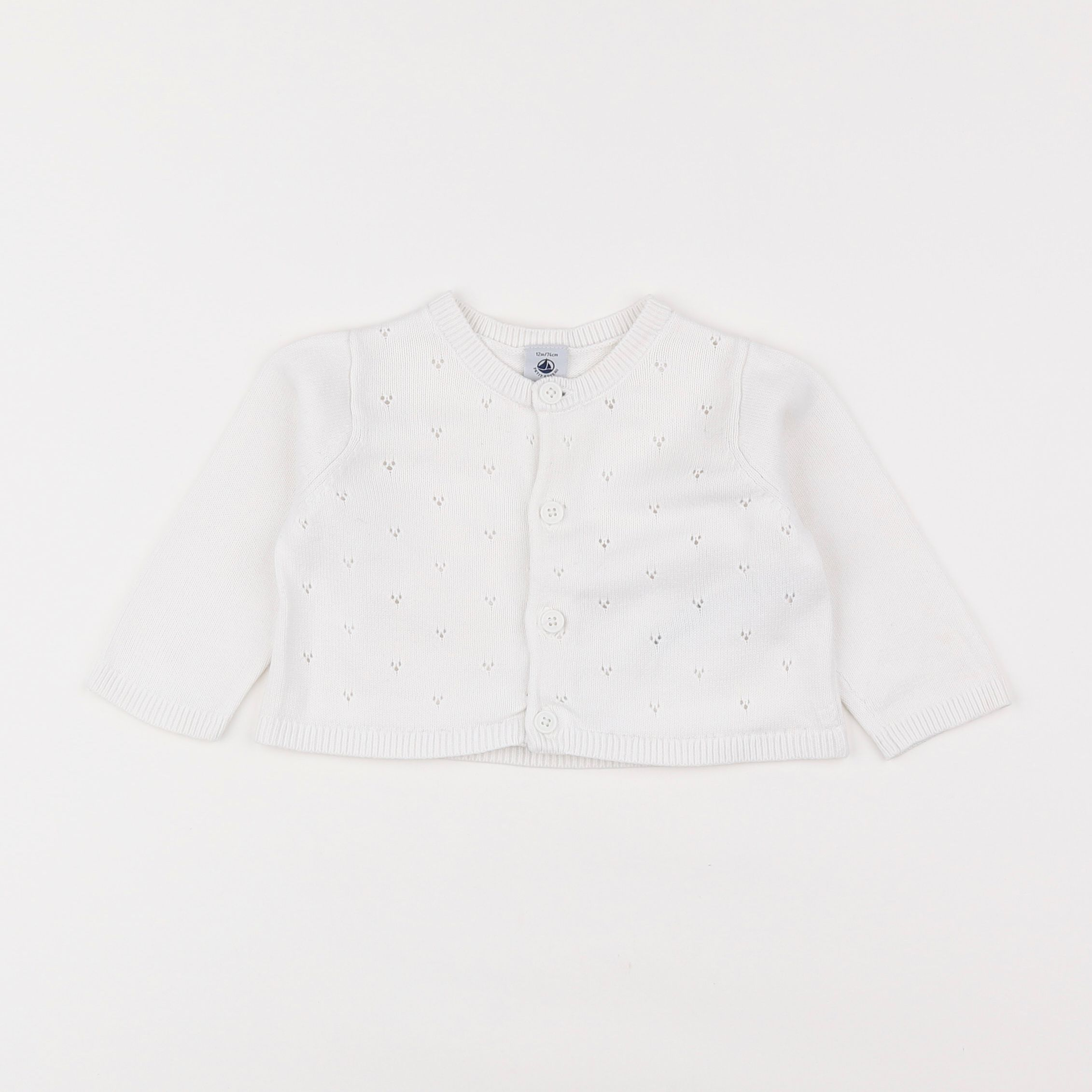 Petit Bateau - gilet blanc - 12 mois