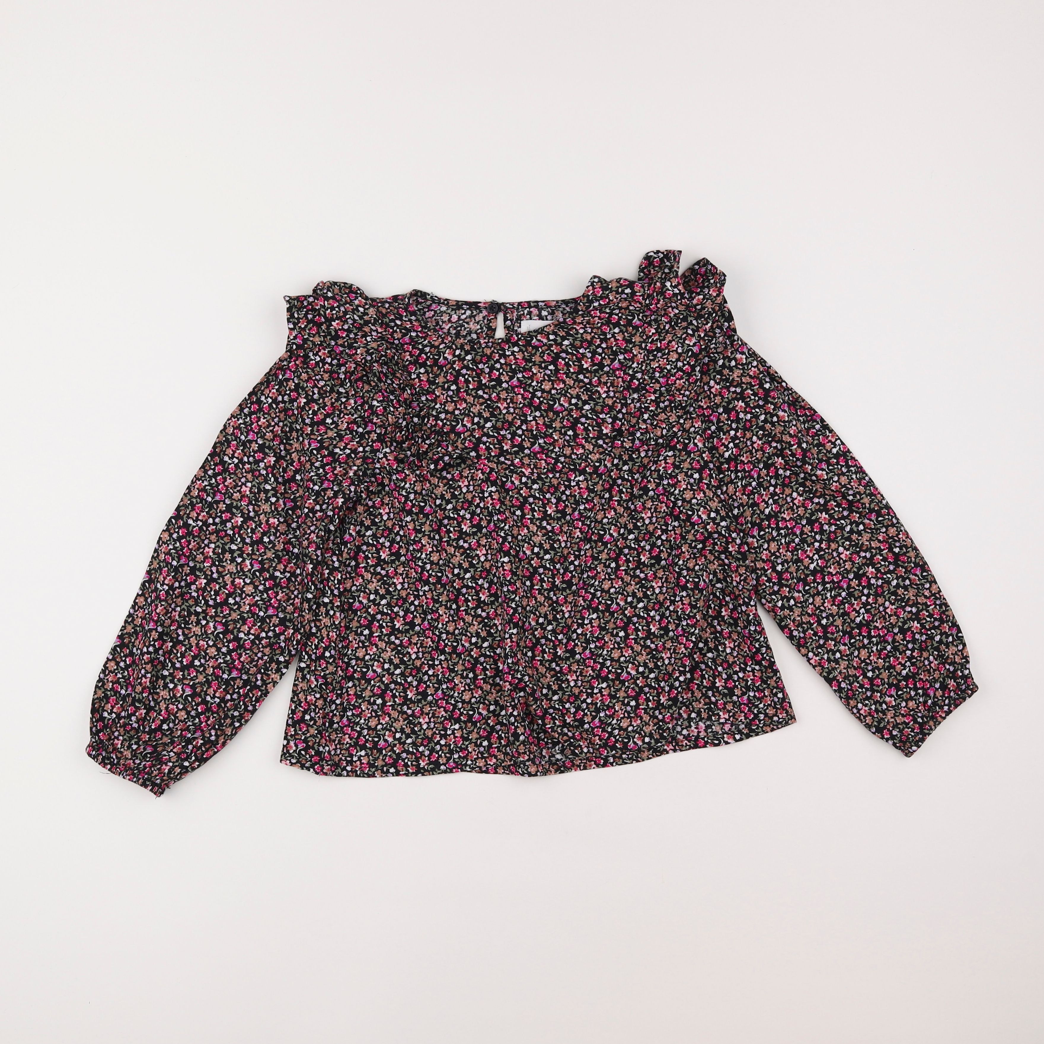 Mango - blouse noir, rose - 7 ans