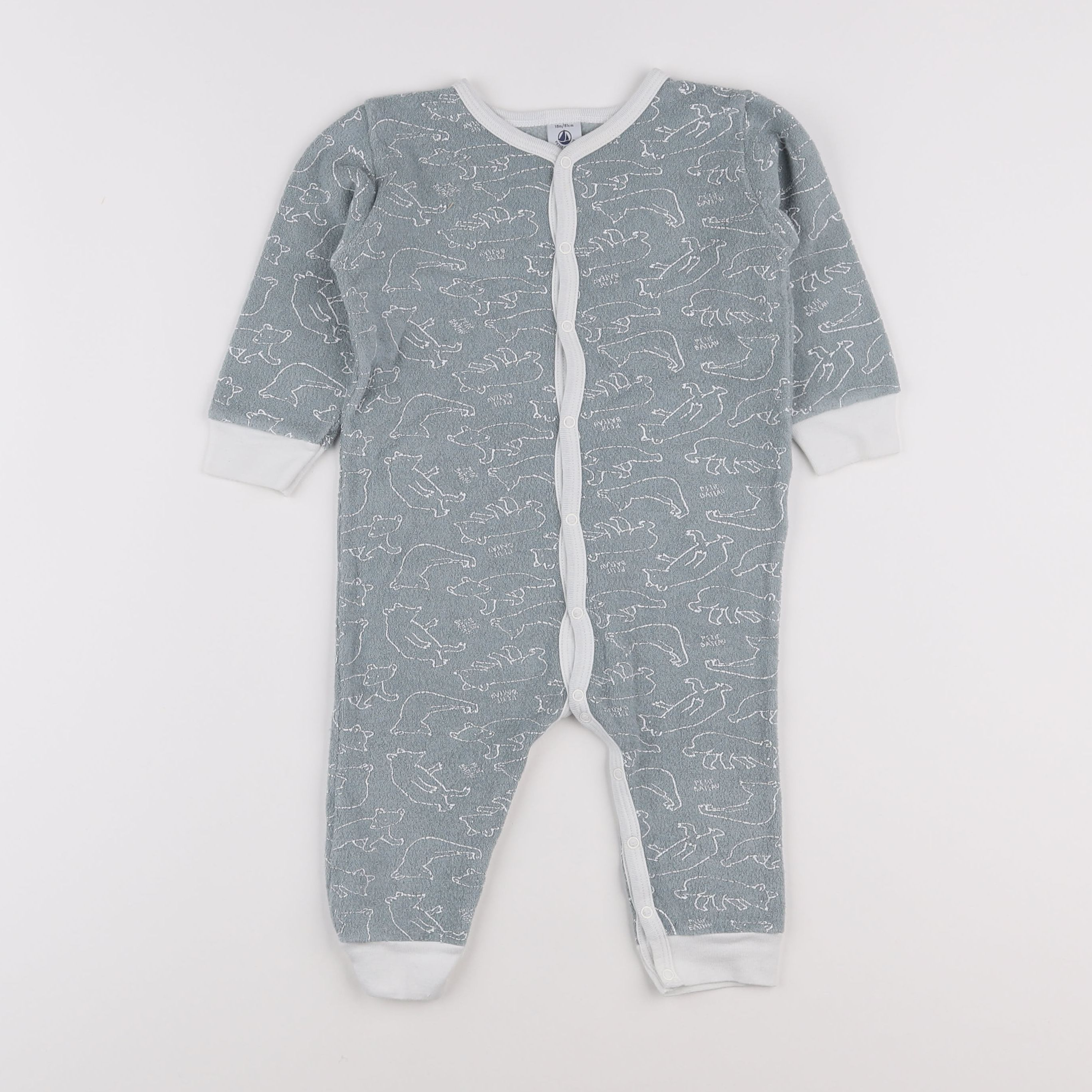 Petit Bateau - pyjama velours bleu - 18 mois