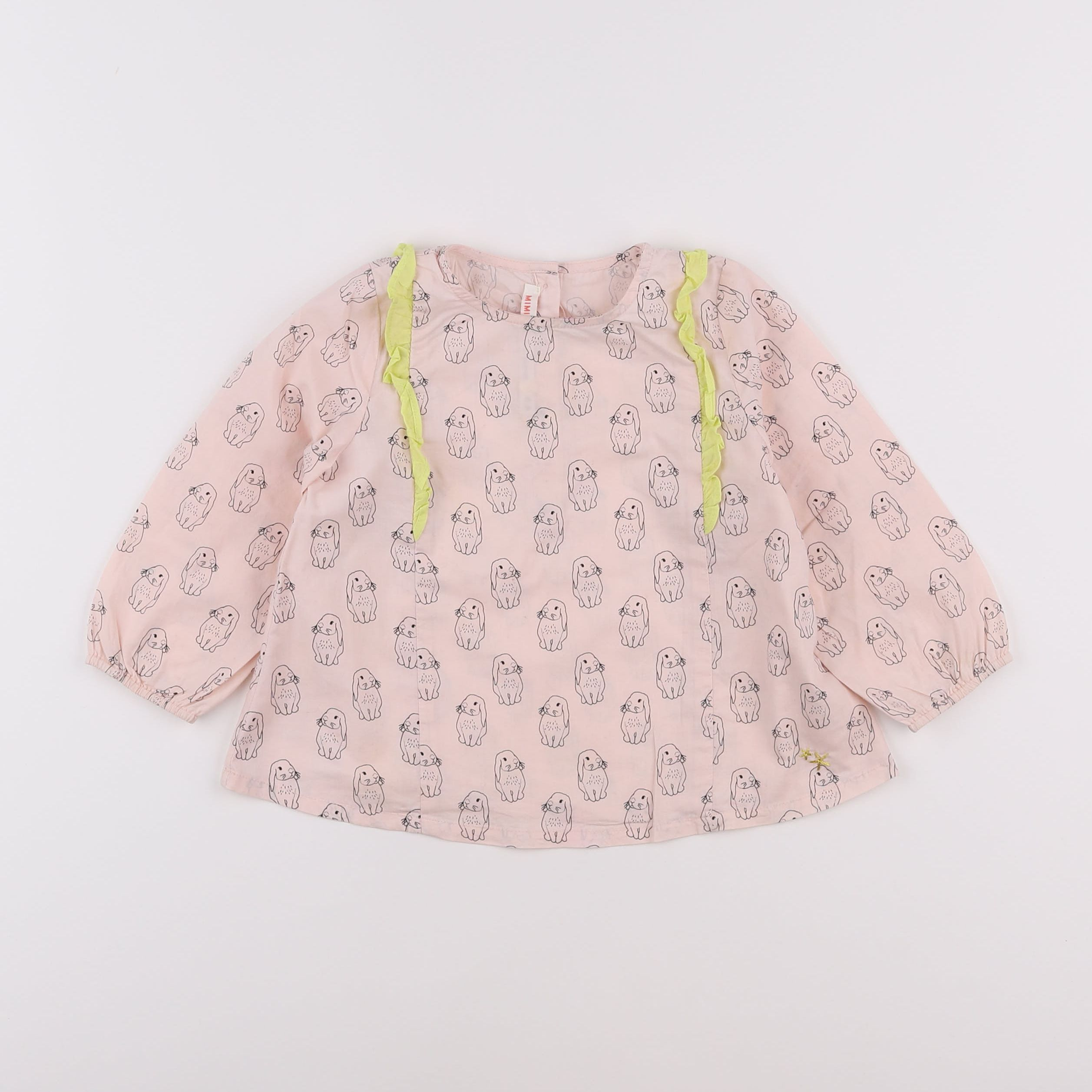 Monoprix - blouse rose, jaune - 12/18 mois