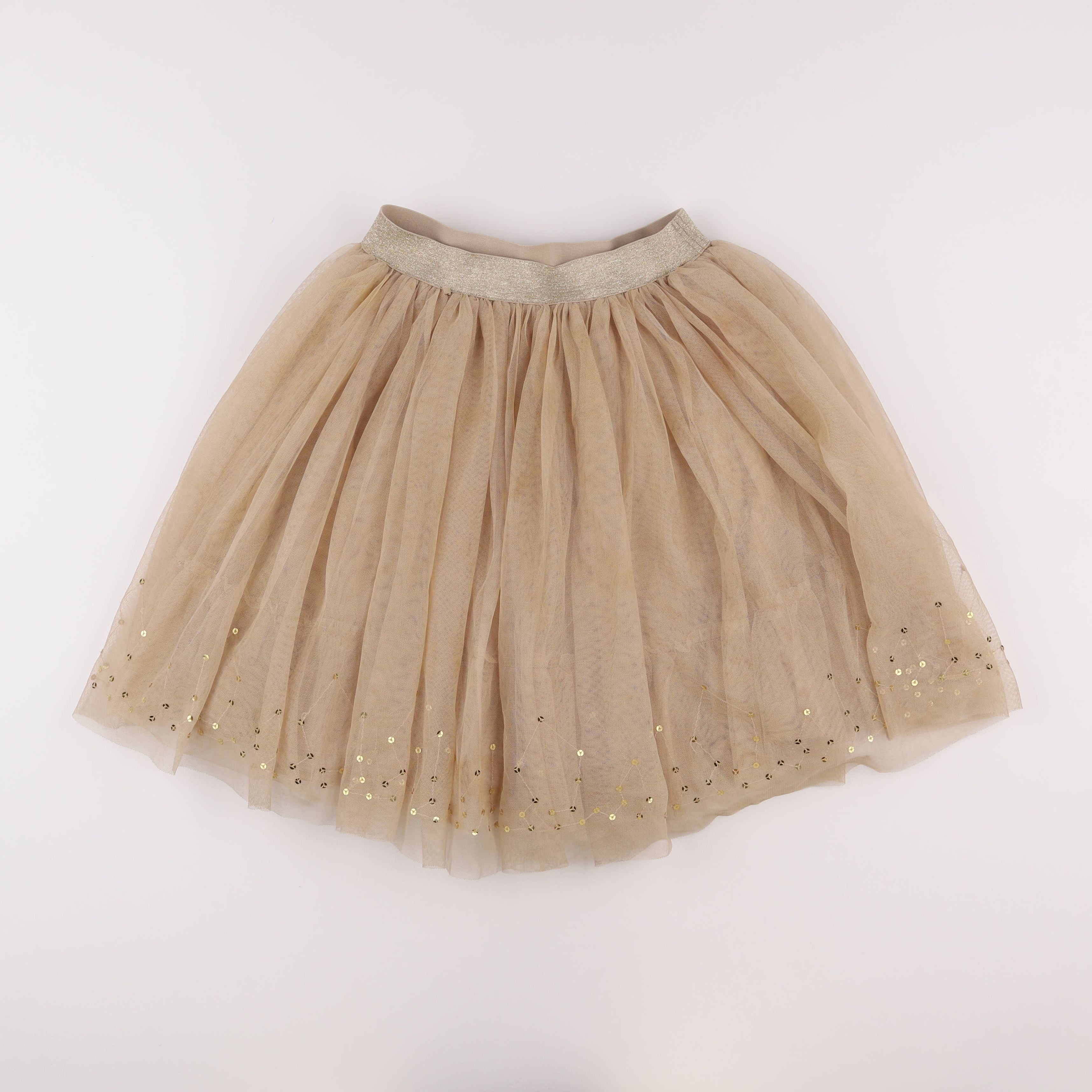 Vertbaudet - jupe beige, or - 10 ans