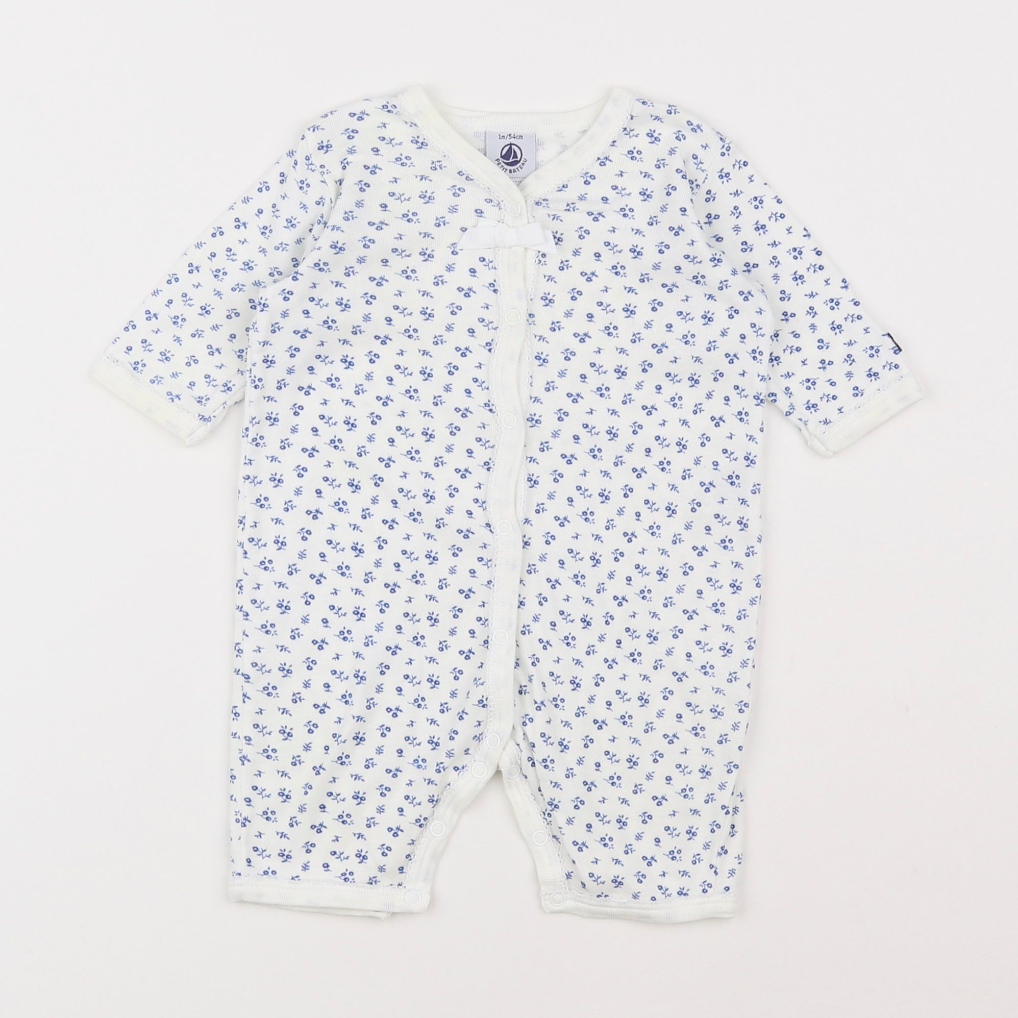 Petit Bateau - pyjama coton blanc - 1 mois