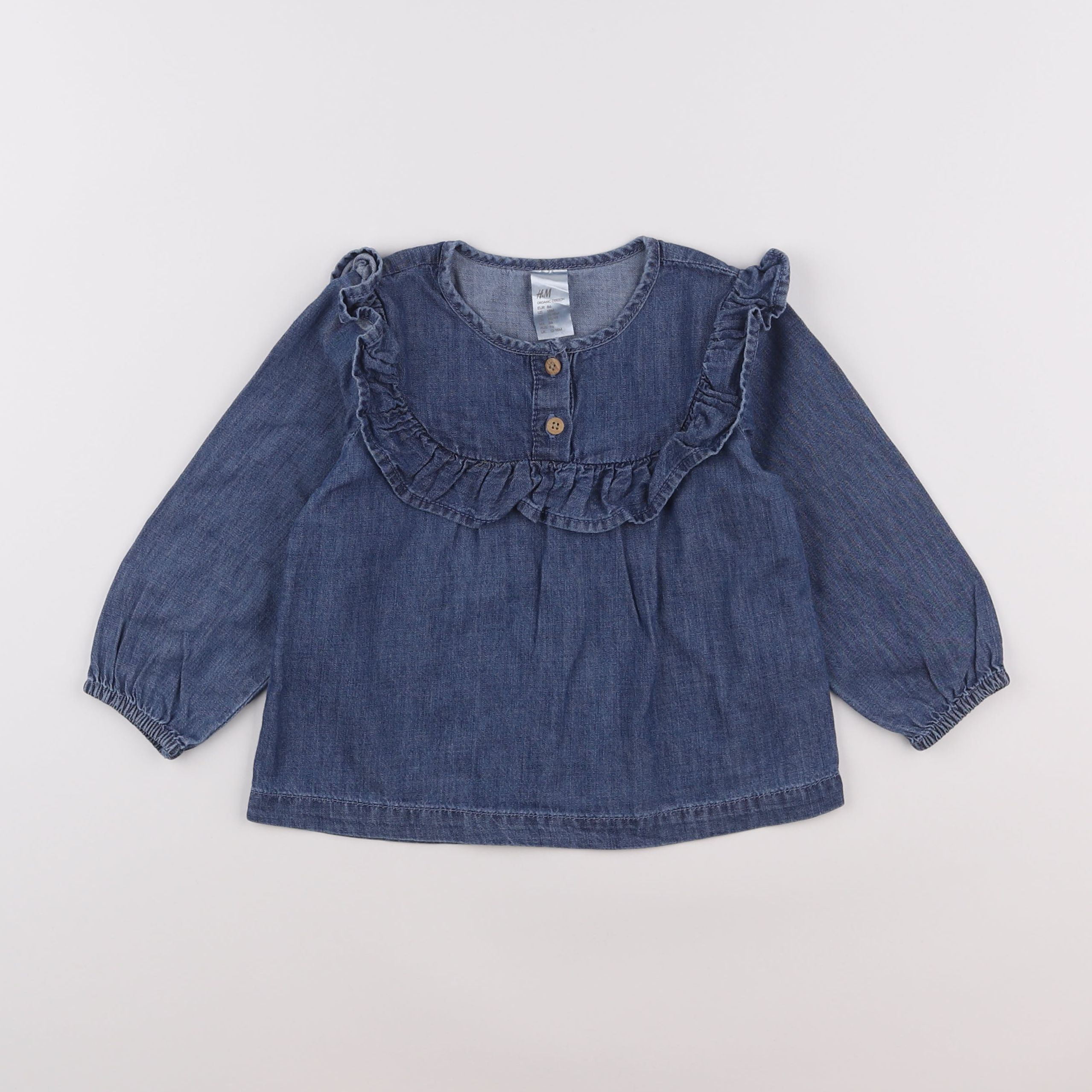 H&M - blouse bleu - 12/18 mois