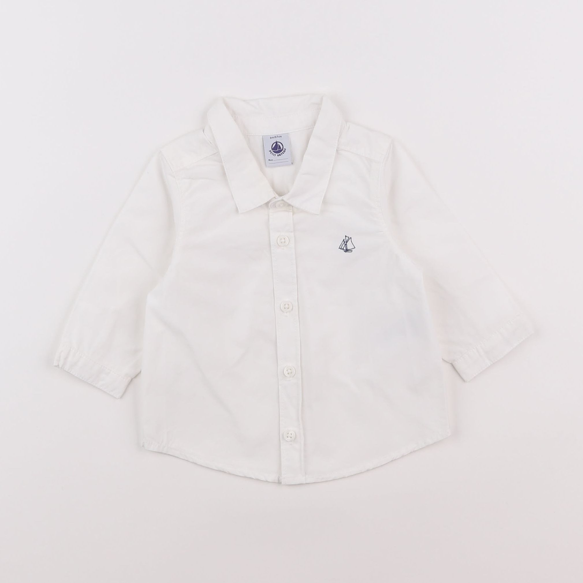 Petit Bateau - chemise blanc - 6 mois