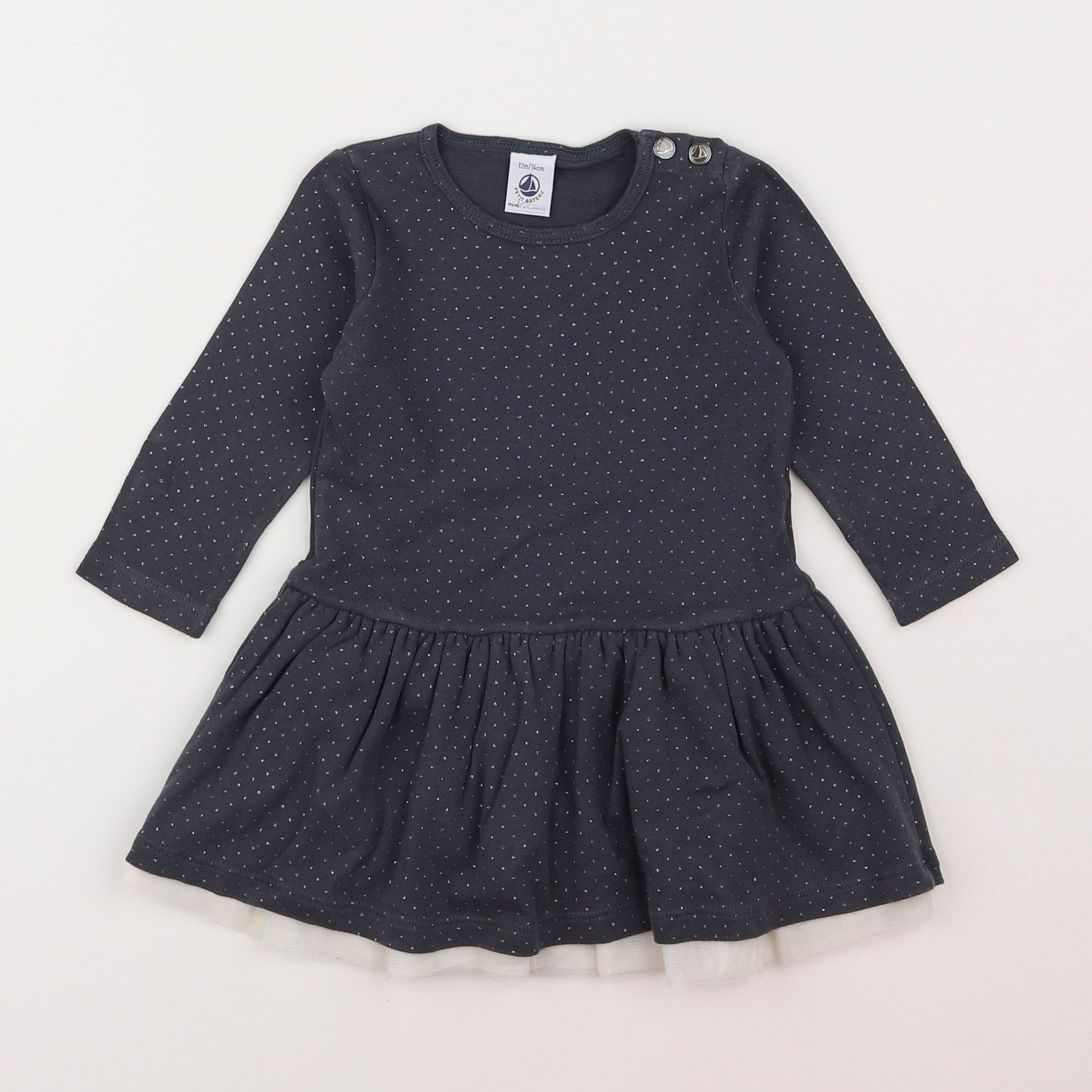 Petit Bateau - robe gris - 12 mois