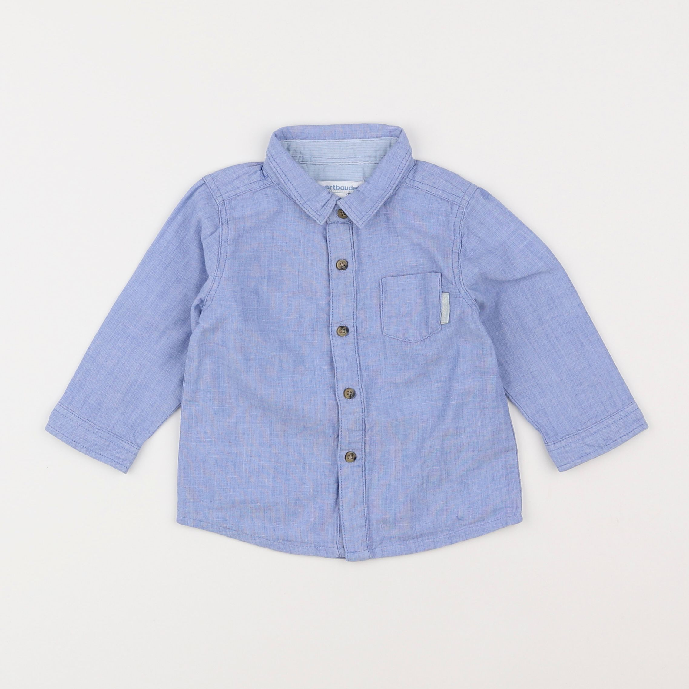 Vertbaudet - chemise bleu - 12 mois