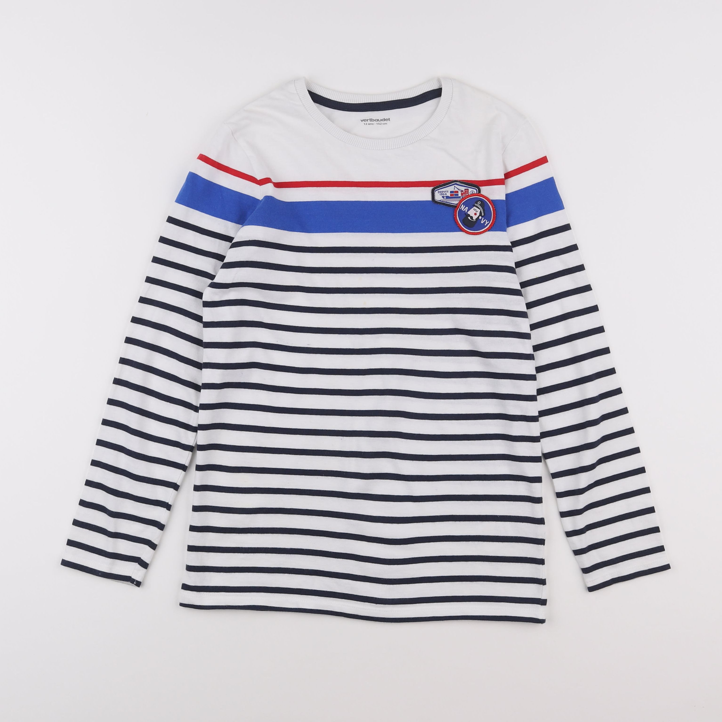 Vertbaudet - tee-shirt bleu, blanc - 12 ans