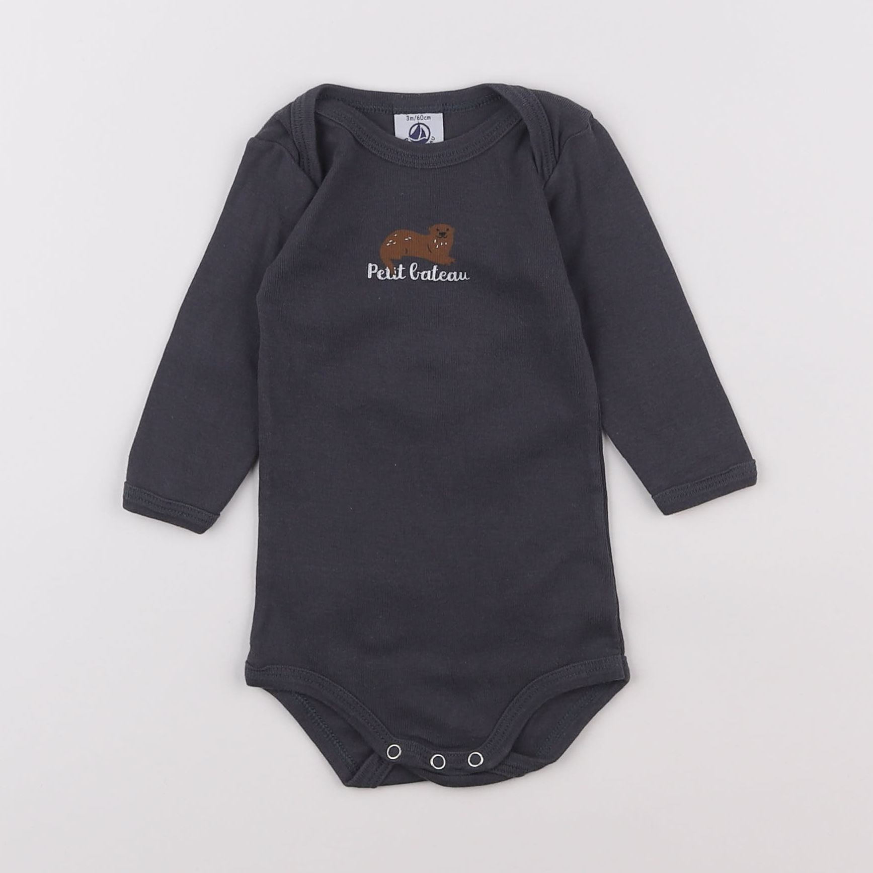 Petit Bateau - body gris - 3 mois