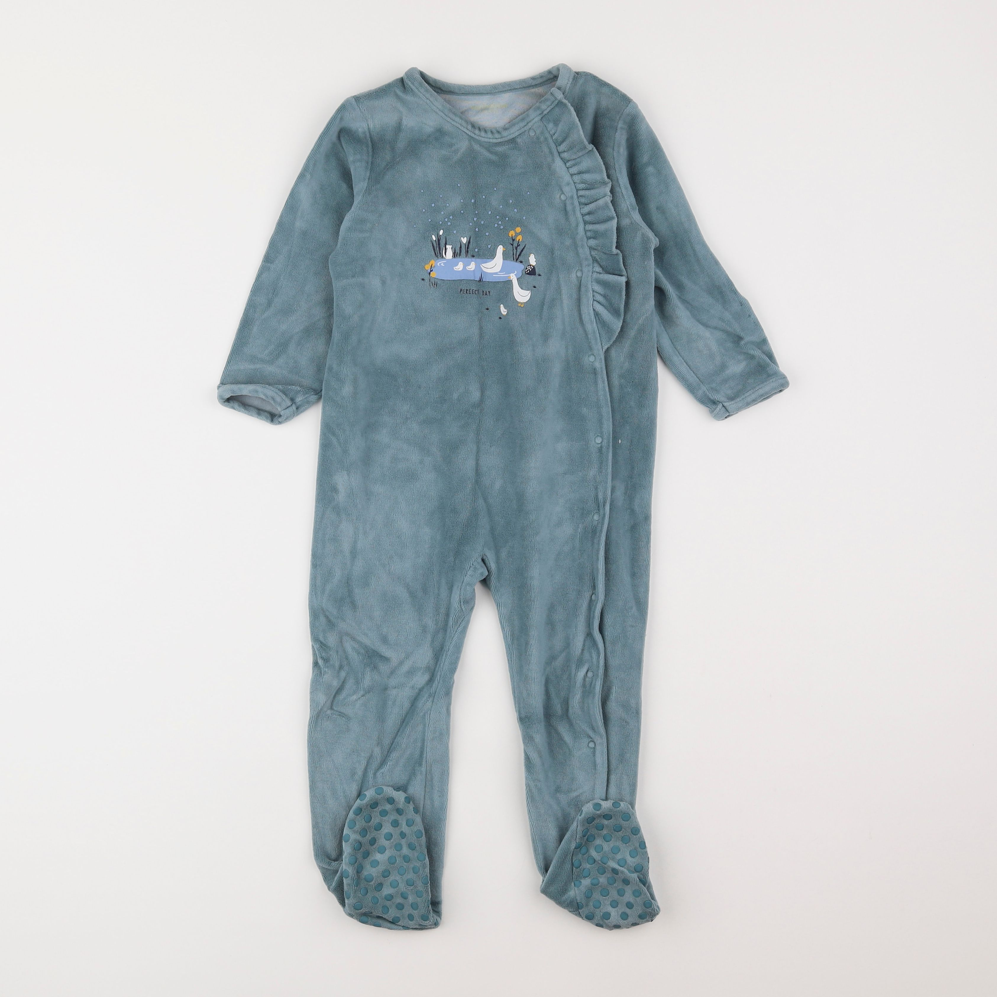 Vertbaudet - pyjama velours vert - 2 ans