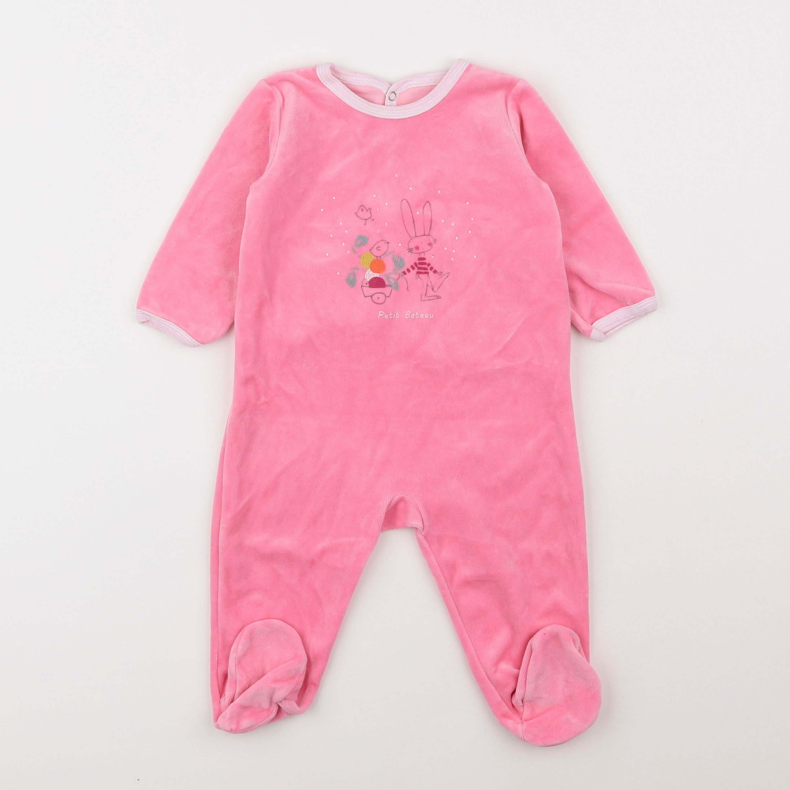 Petit Bateau - pyjama velours rose - 9 mois