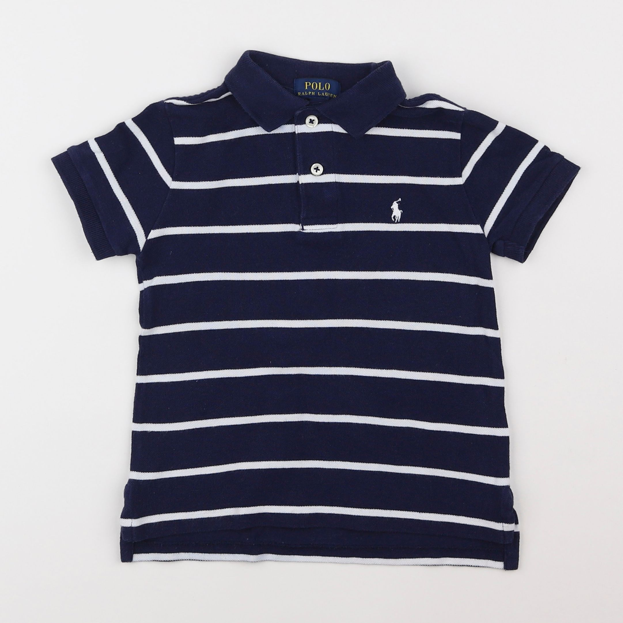 Ralph Lauren - polo bleu, blanc - 4 ans