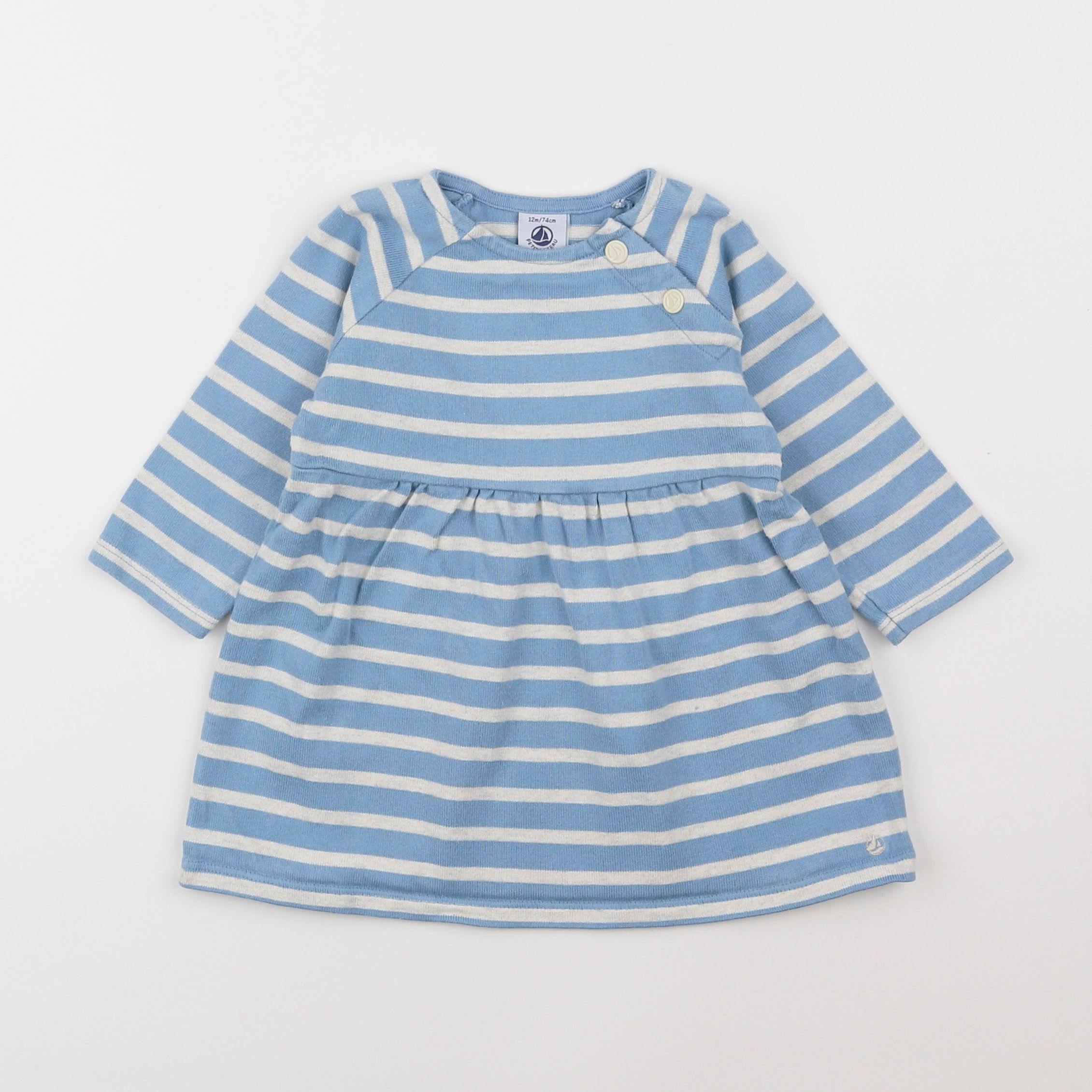 Petit Bateau - robe bleu - 12 mois