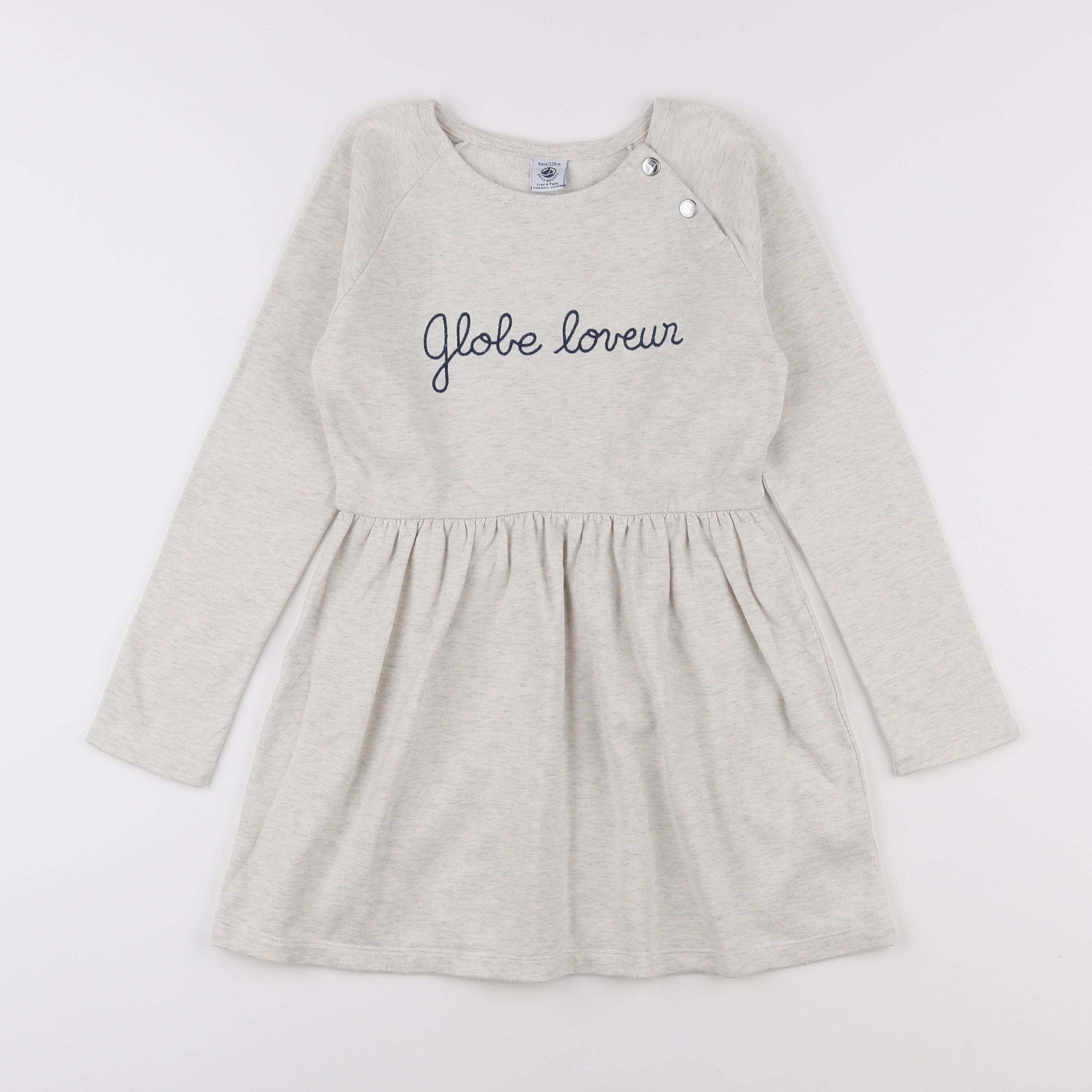 Petit Bateau - robe gris - 8 ans