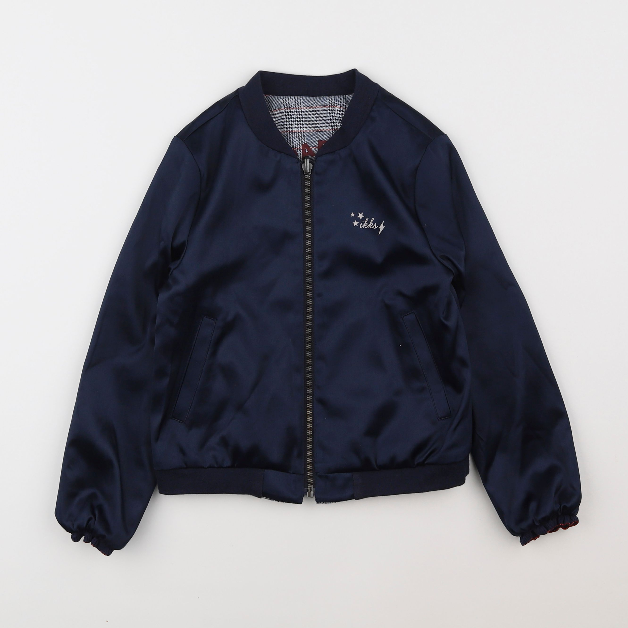 IKKS - veste réversible bleu, gris - 8 ans