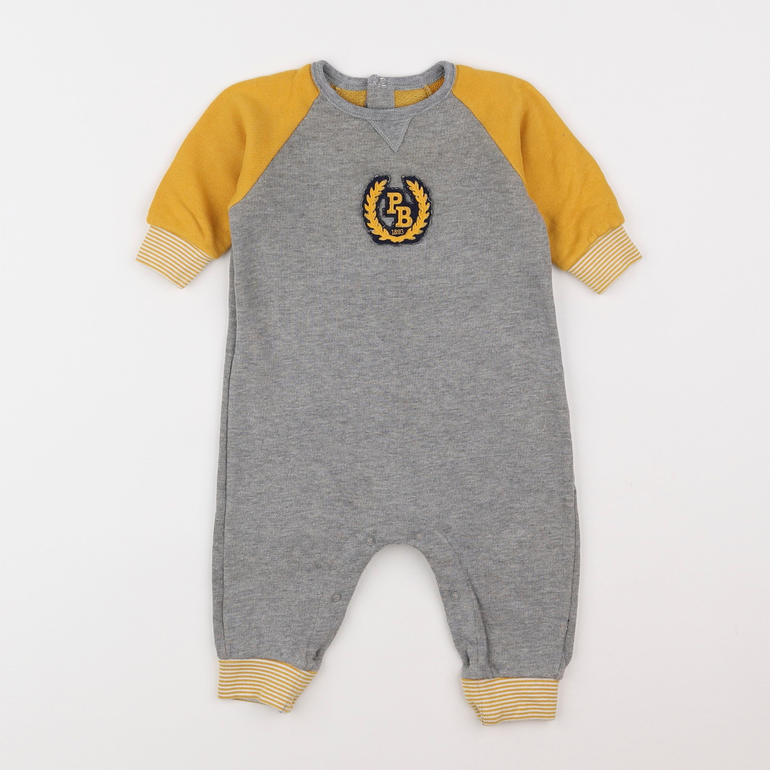 Petit Bateau - combinaison gris, jaune - 6 mois