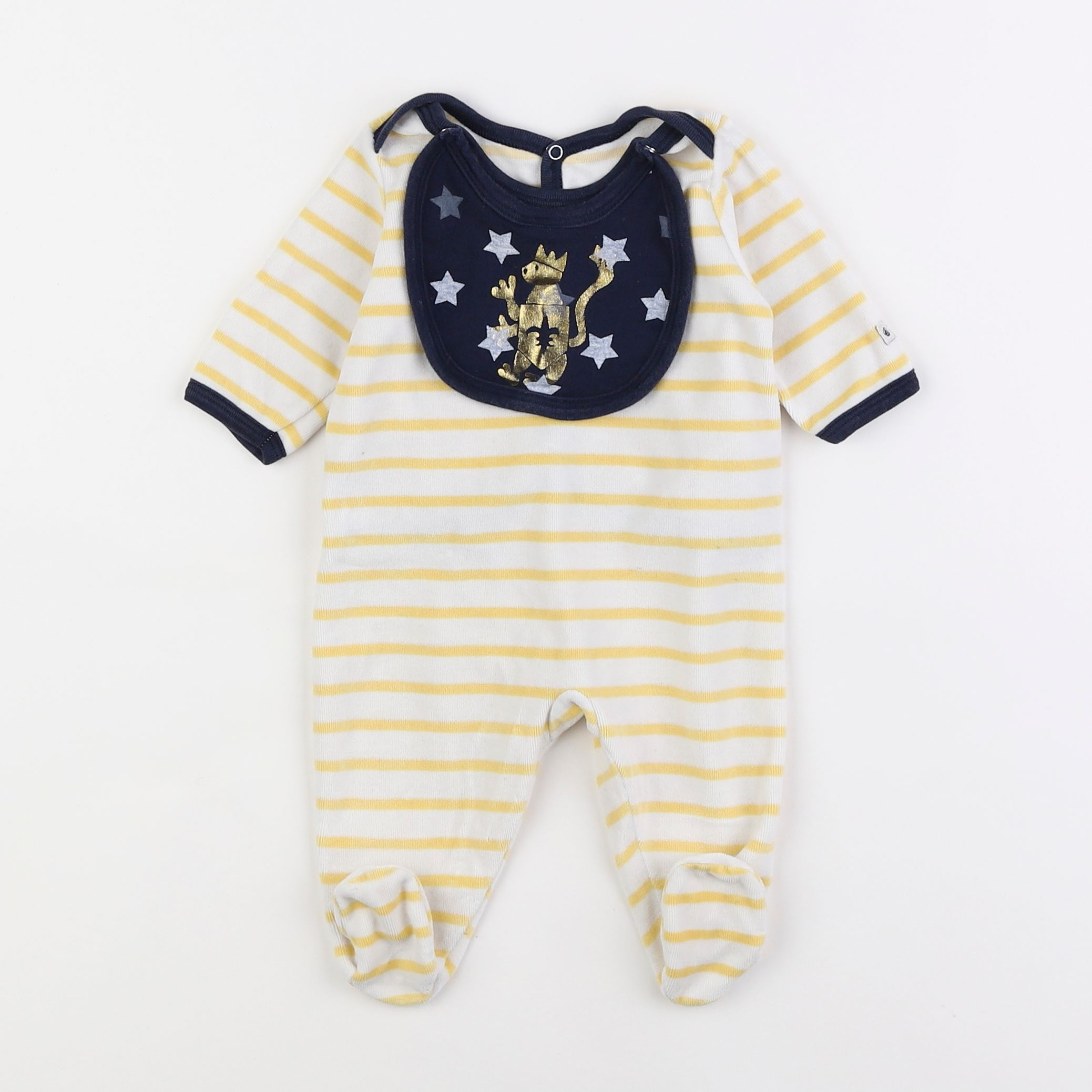 Petit Bateau - pyjama velours blanc, jaune - 3 mois