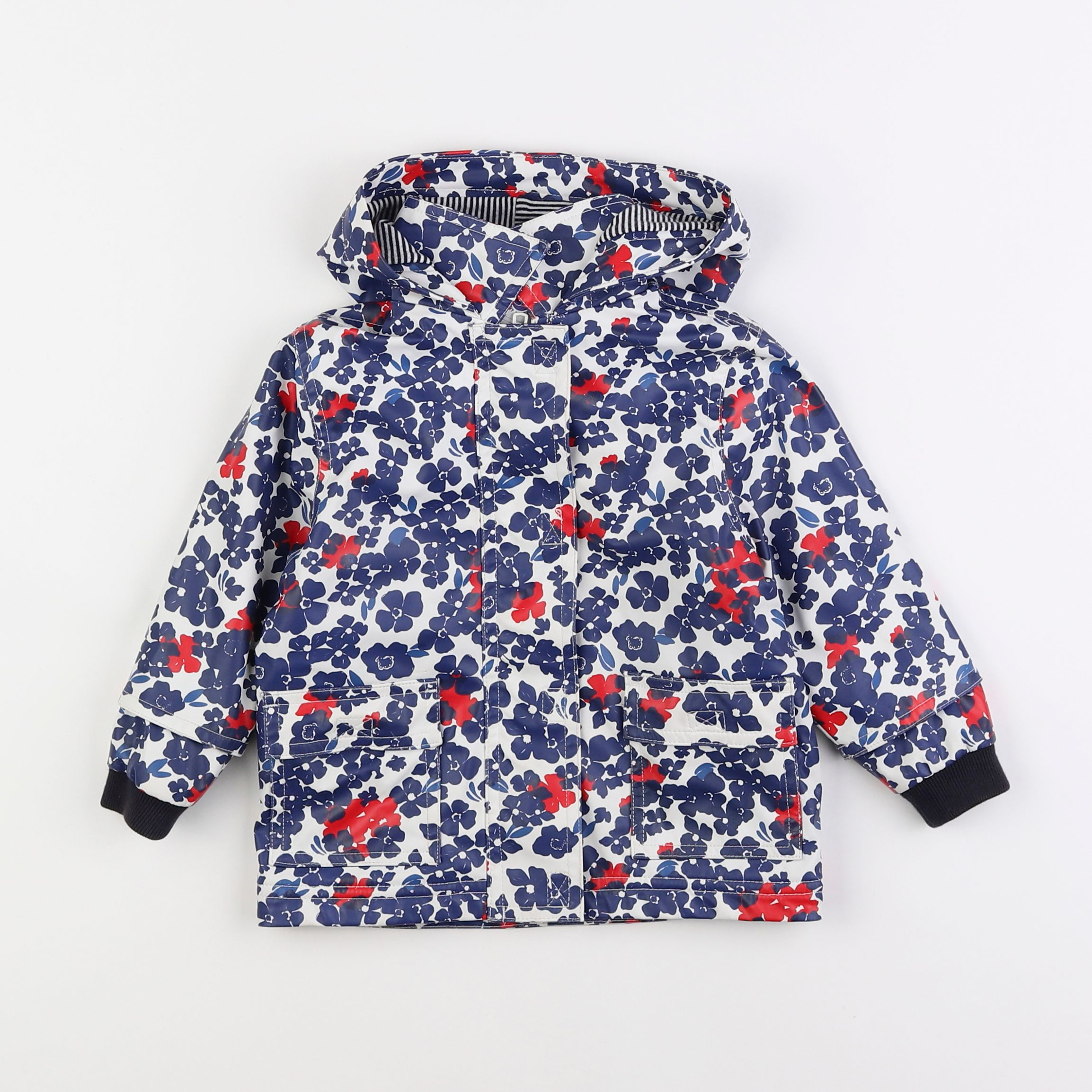 Petit Bateau - imperméable blanc, bleu - 12 mois