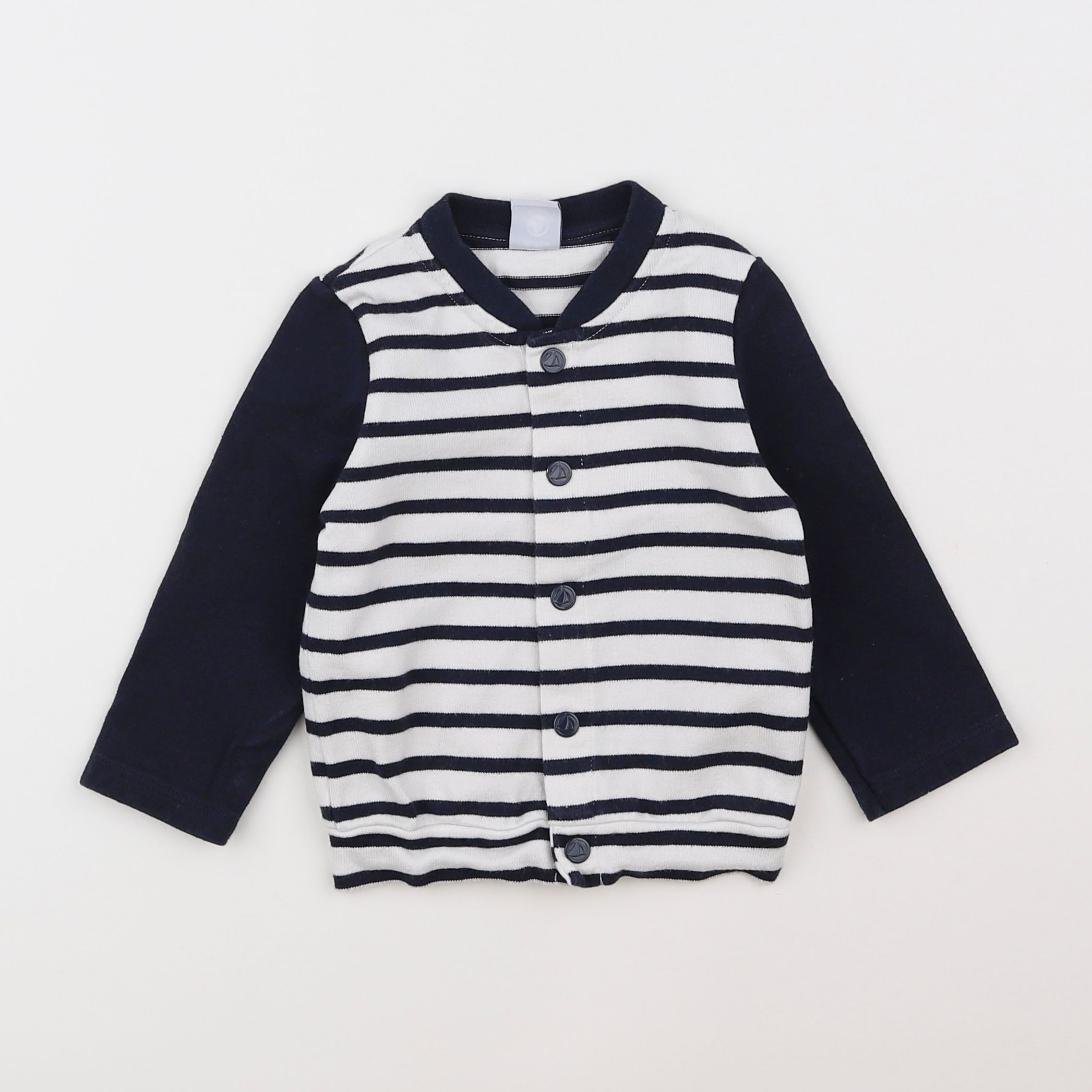 Petit Bateau - sweat blanc, bleu - 18 mois